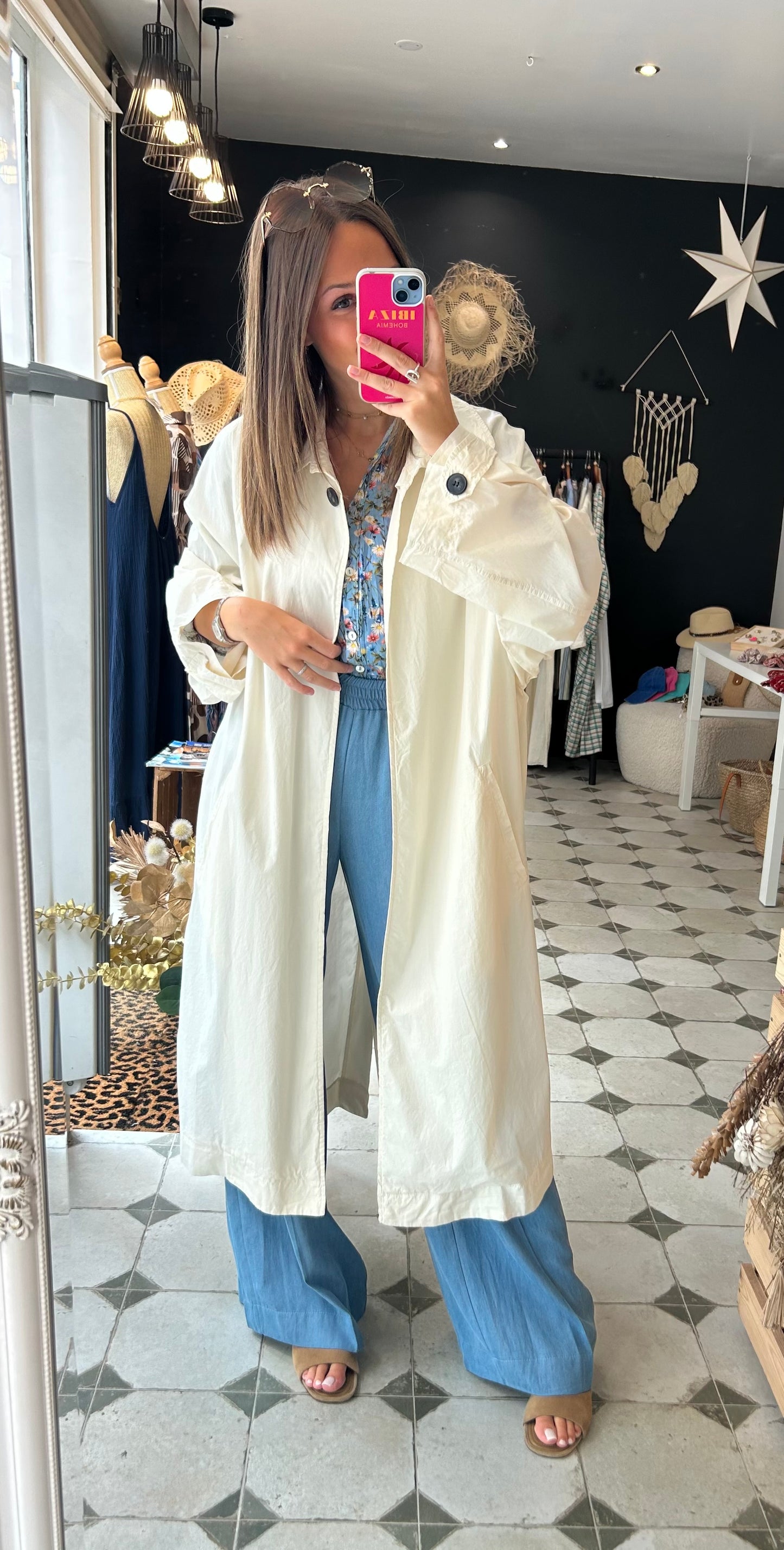 Caban fin bleu écru - Johanna Paris