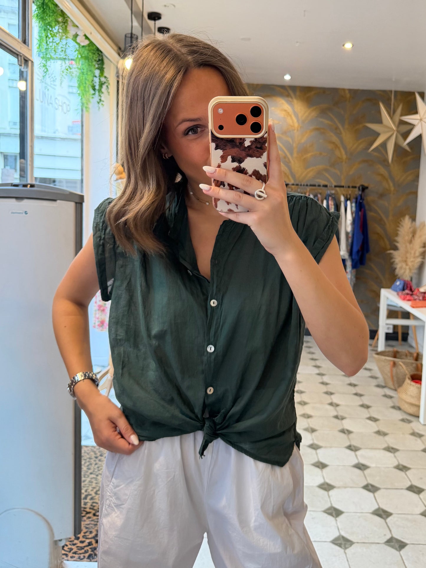 Blouse sans manches Myla vert sapin - Johanna Paris
