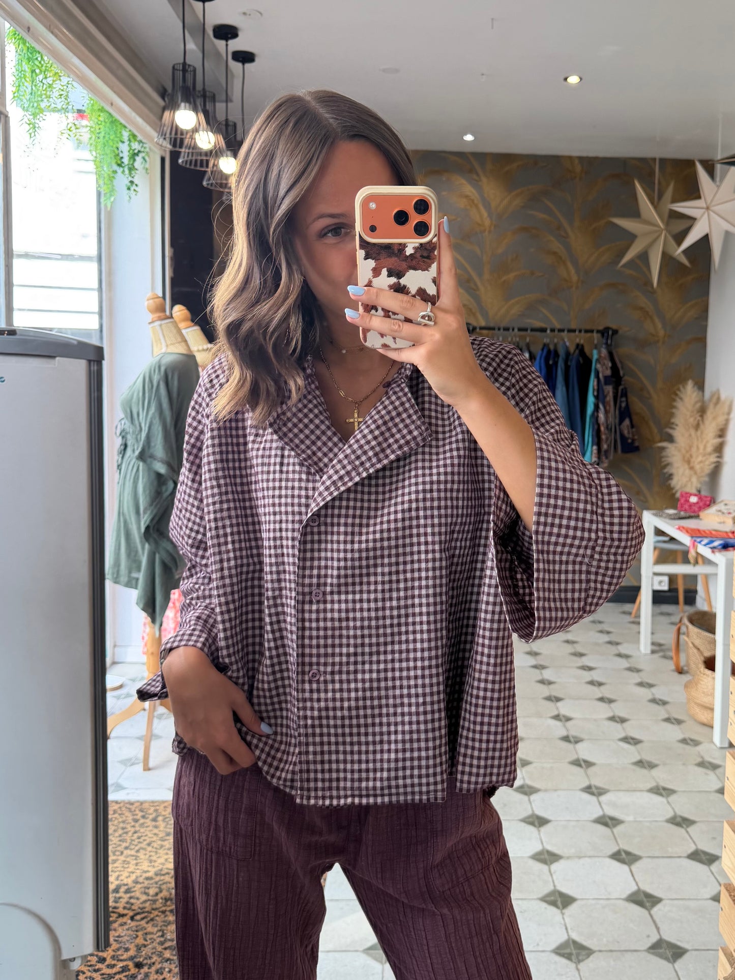 Blouse à carreaux prune - Johanna Paris