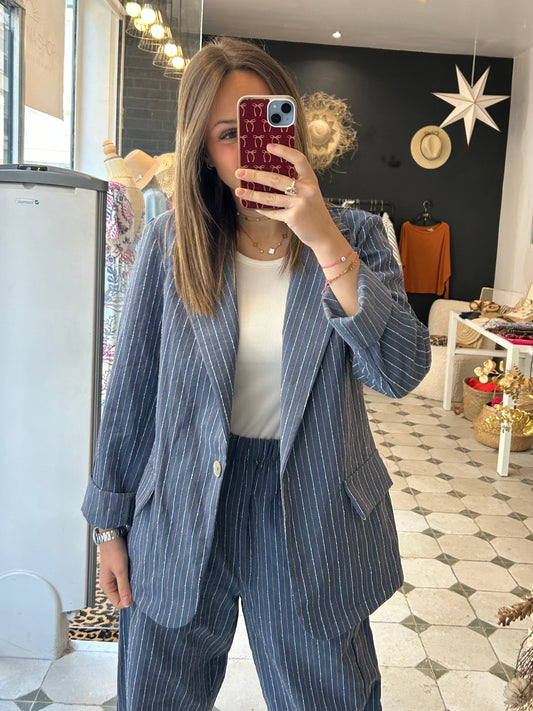 Blazer à rayures bleu Poppy - Johanna Paris