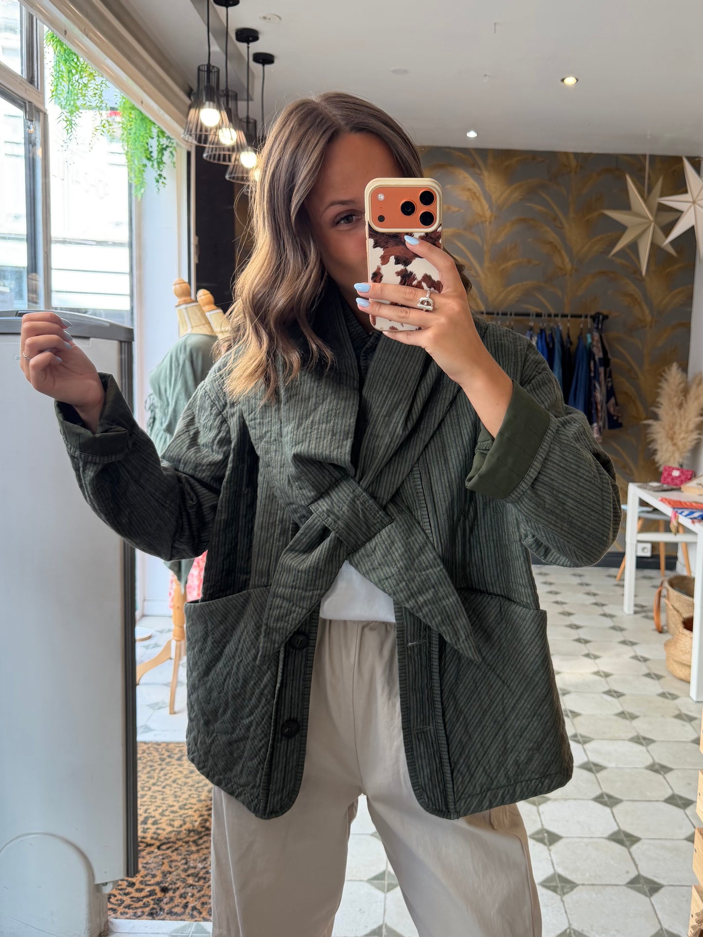Veste avec écharpe kaki - Johanna Paris