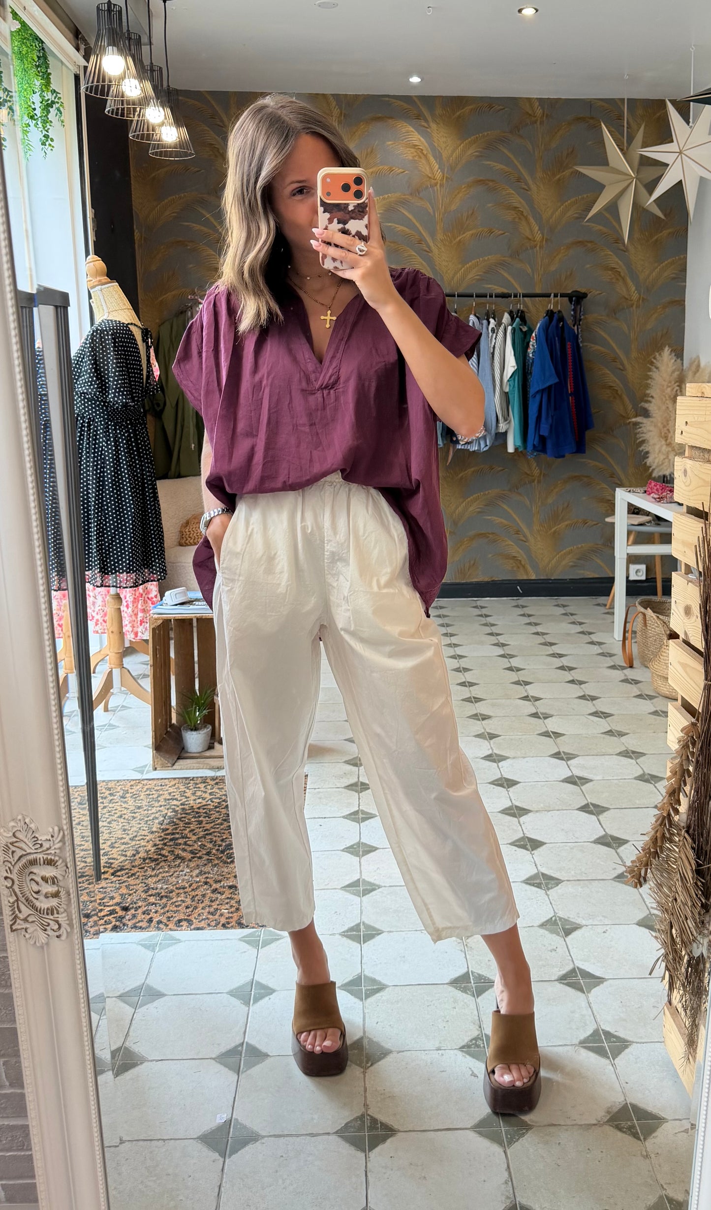 Blouse sans manches Lila prune - Johanna Paris