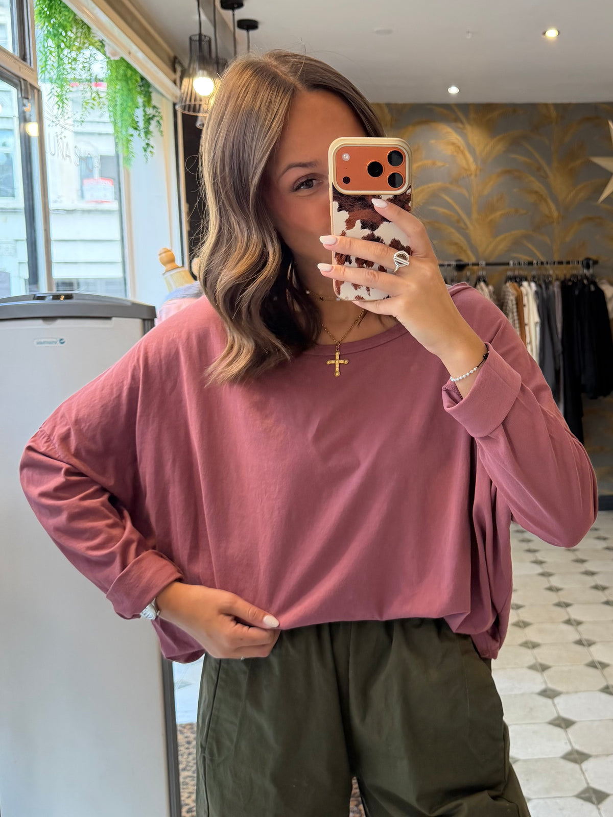 T-Shirt Col Bateau vieux rose - Johanna Paris