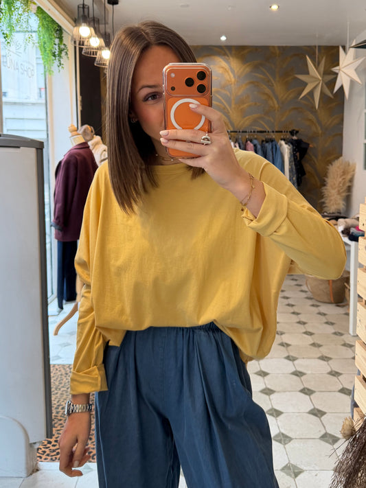 T-Shirt Col Bateau jaune - Johanna Paris