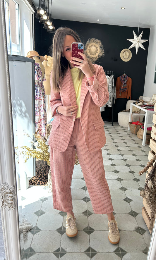 Pantalon Magique rose avec des rayures Poppy - Johanna Paris
