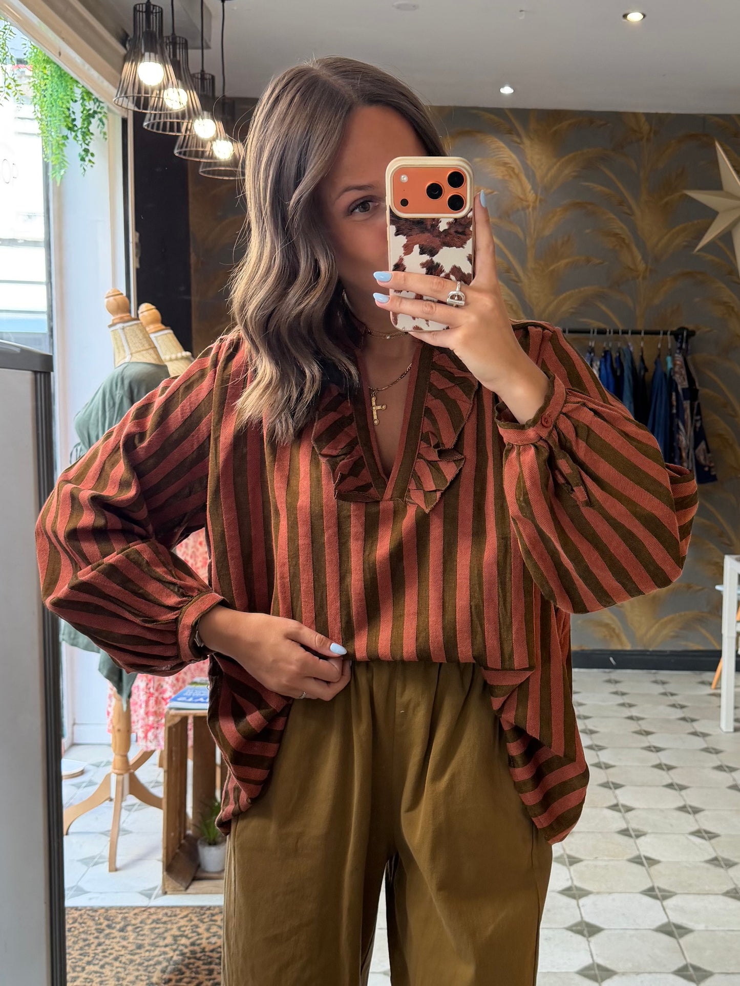 Blouse Aria rayé terracota  - Johanna Paris