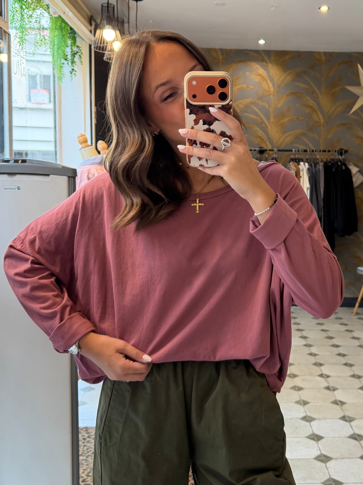 T-Shirt Col Bateau vieux rose - Johanna Paris