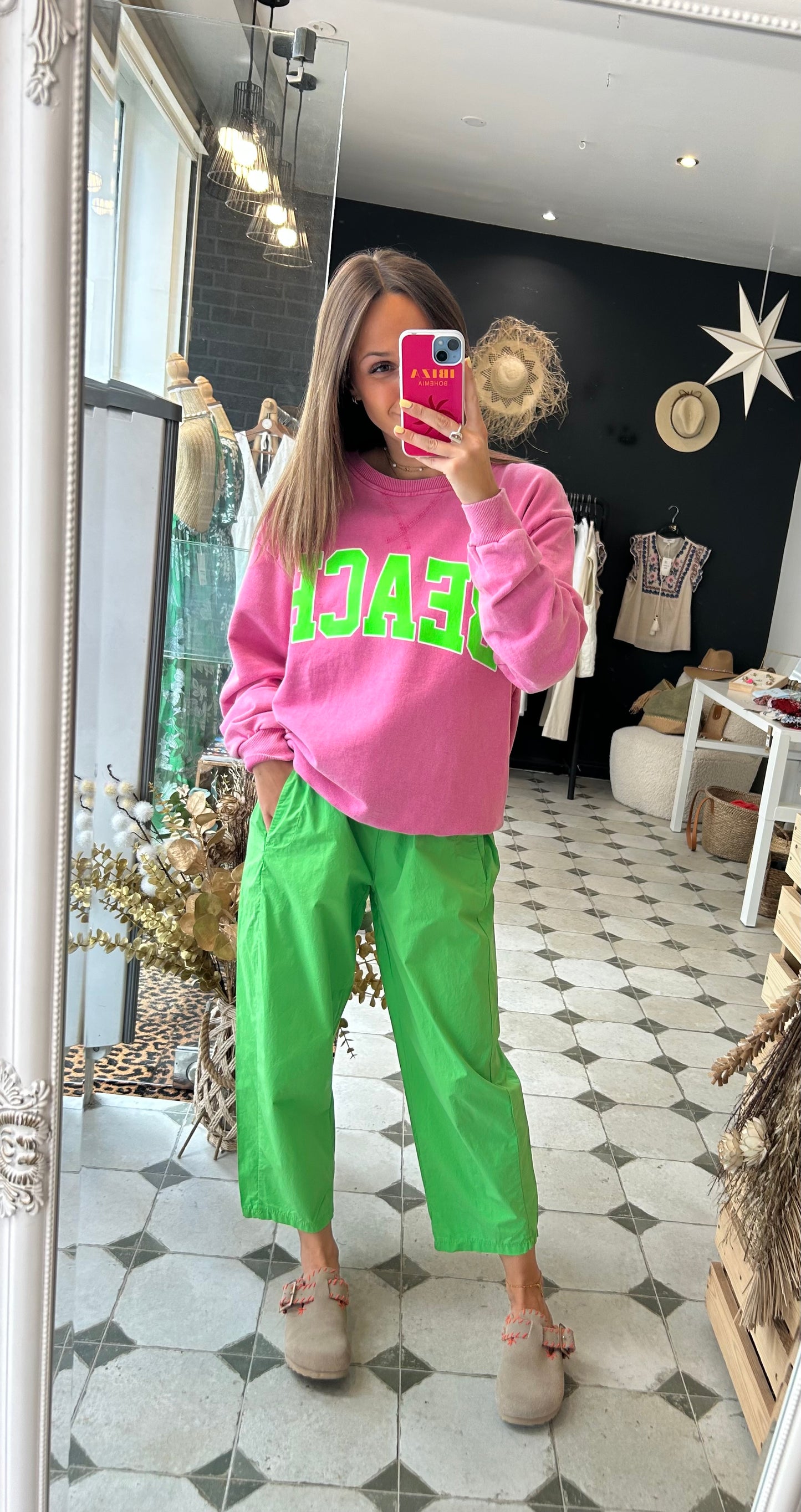 Pantalon Magique en toile fine vert - Johanna Paris