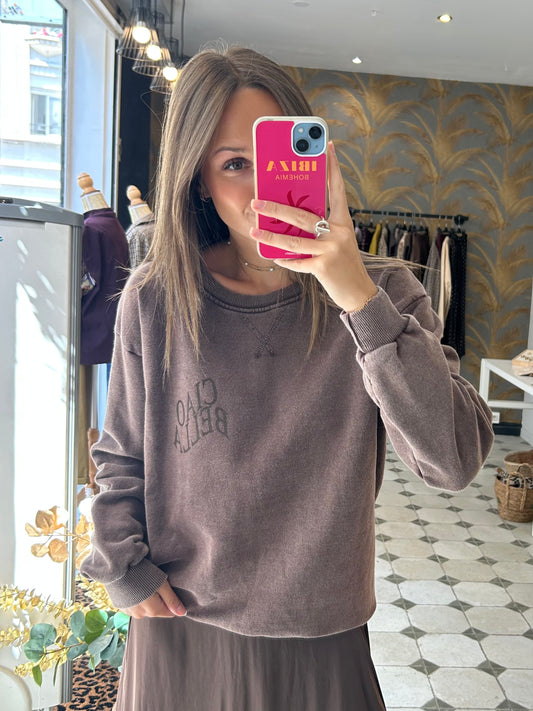Sweat Ciao Bella marron - Johanna Paris