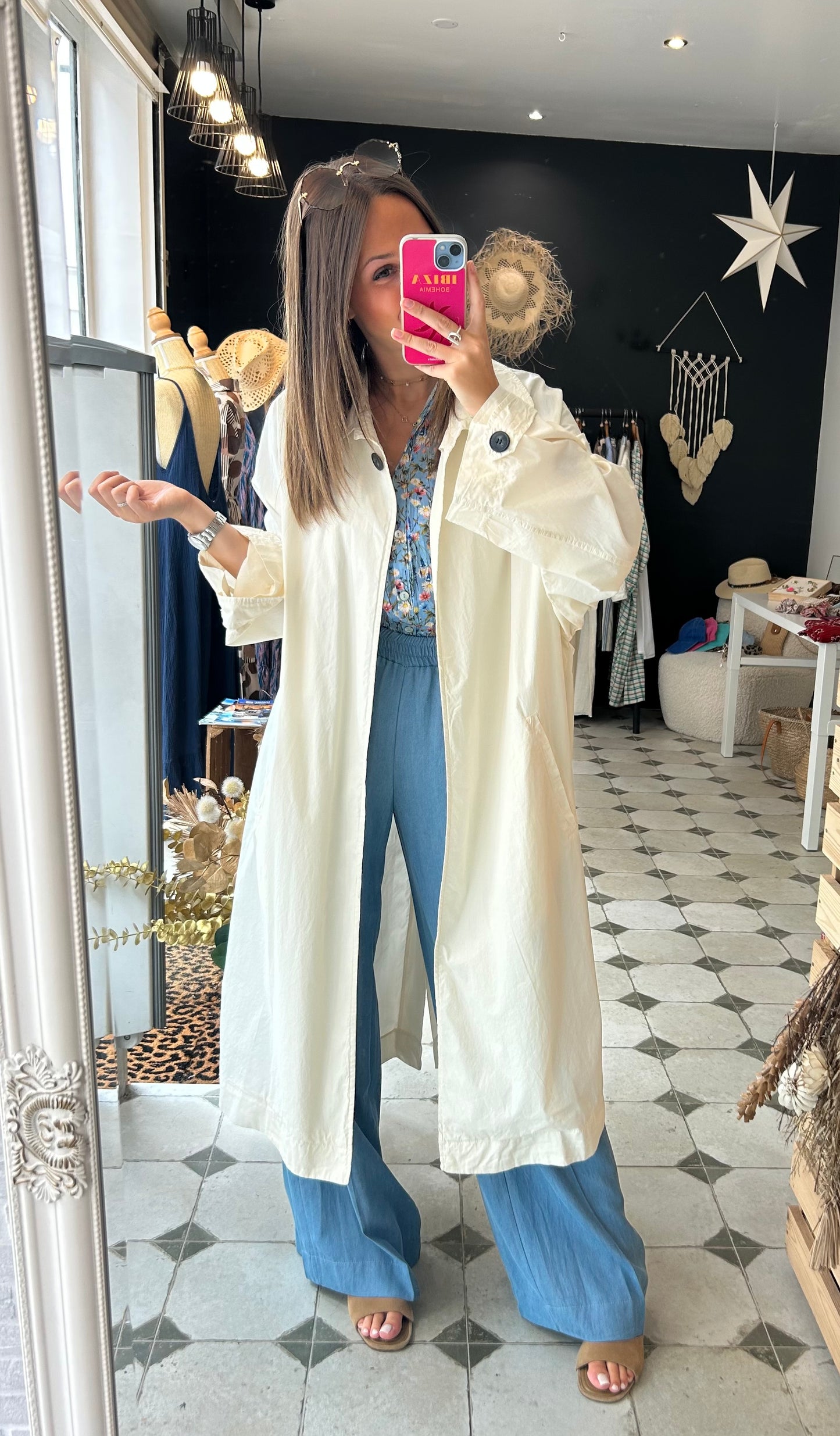 Caban fin bleu écru - Johanna Paris