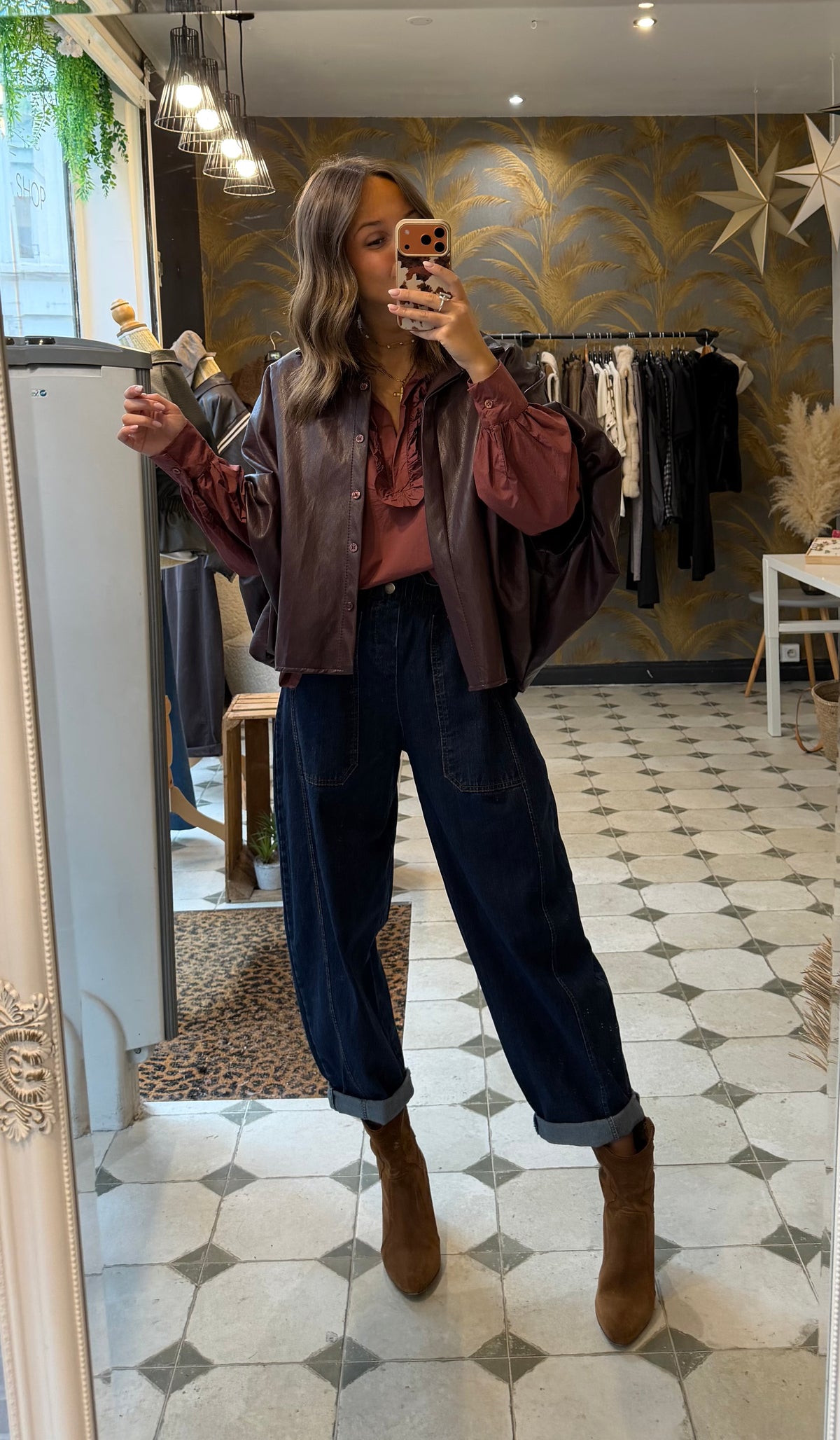 Chemise en similicuir bordeaux - Johanna Paris