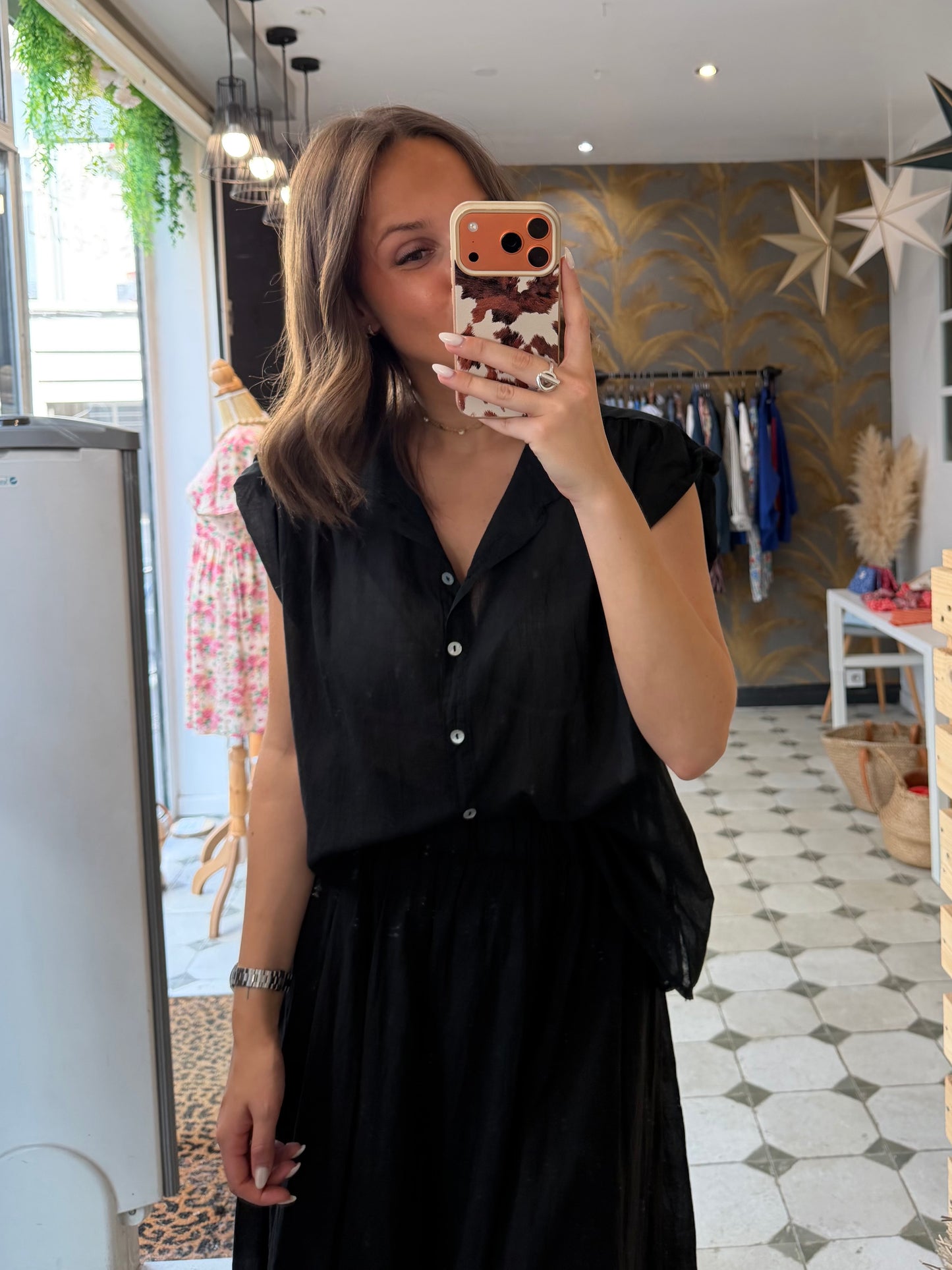 Blouse sans manches Myla noire - Johanna Paris