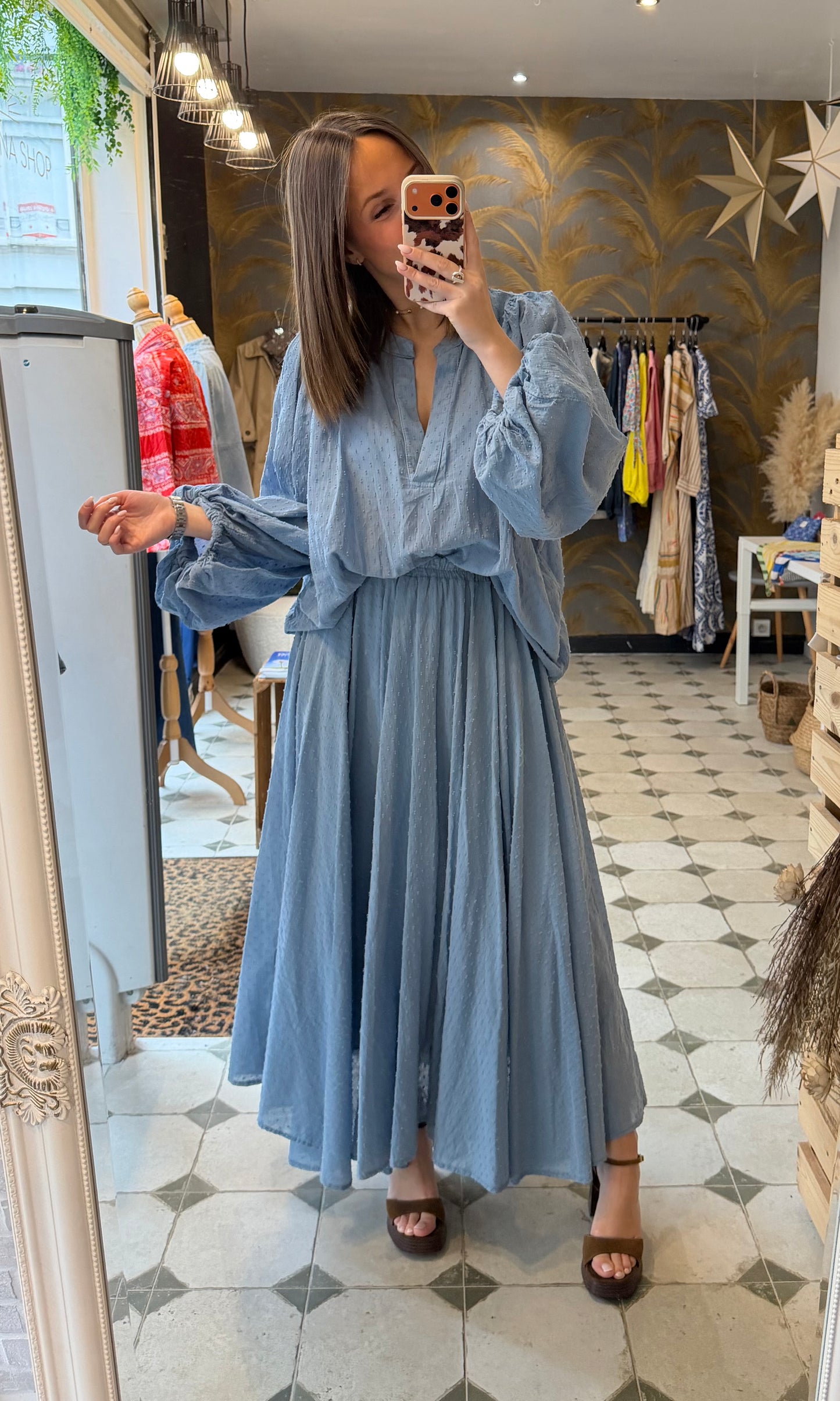 Jupe Flore bleue - Johanna Paris