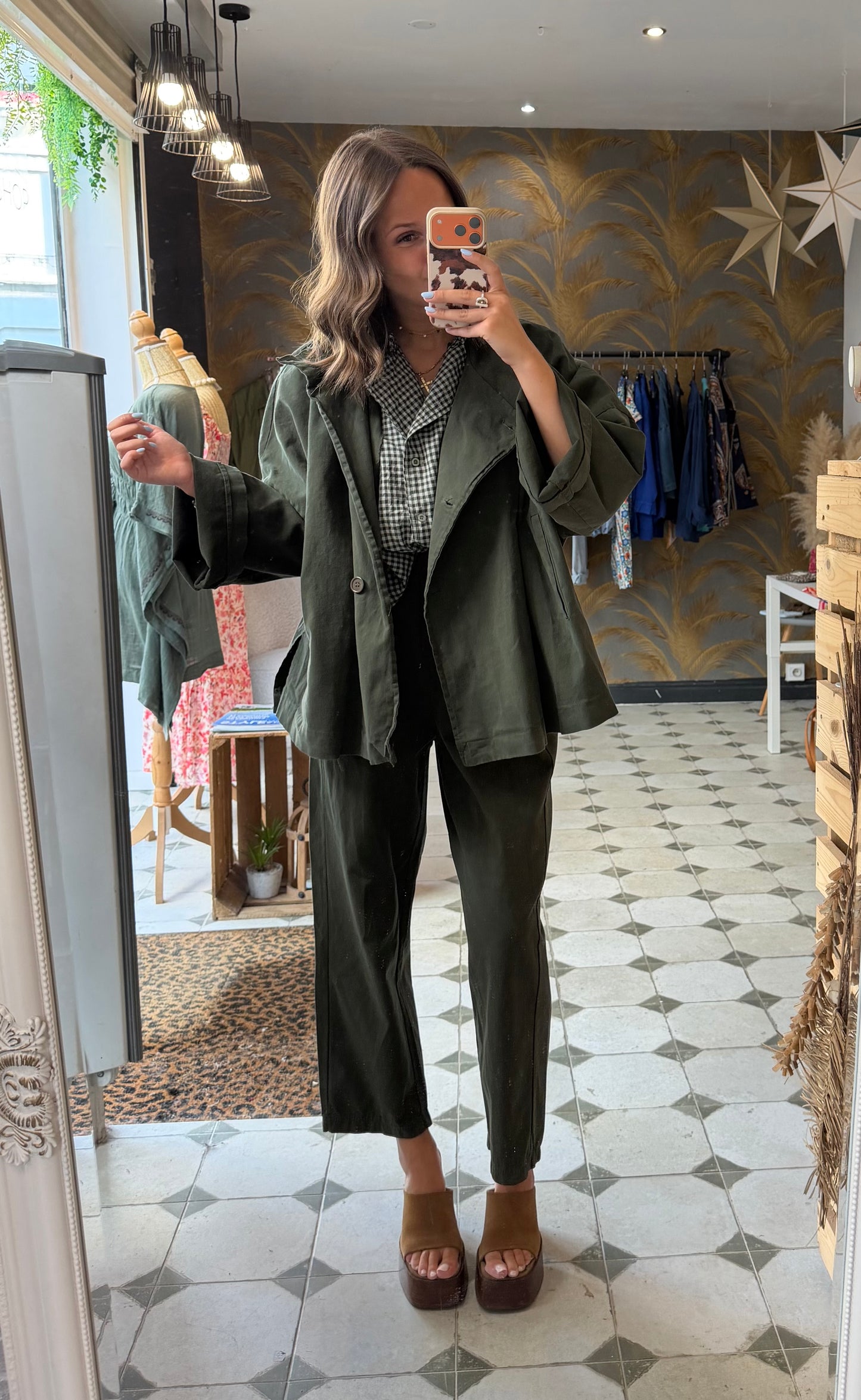 Pantalon Magique en toile mi-saison kaki - Johanna Paris