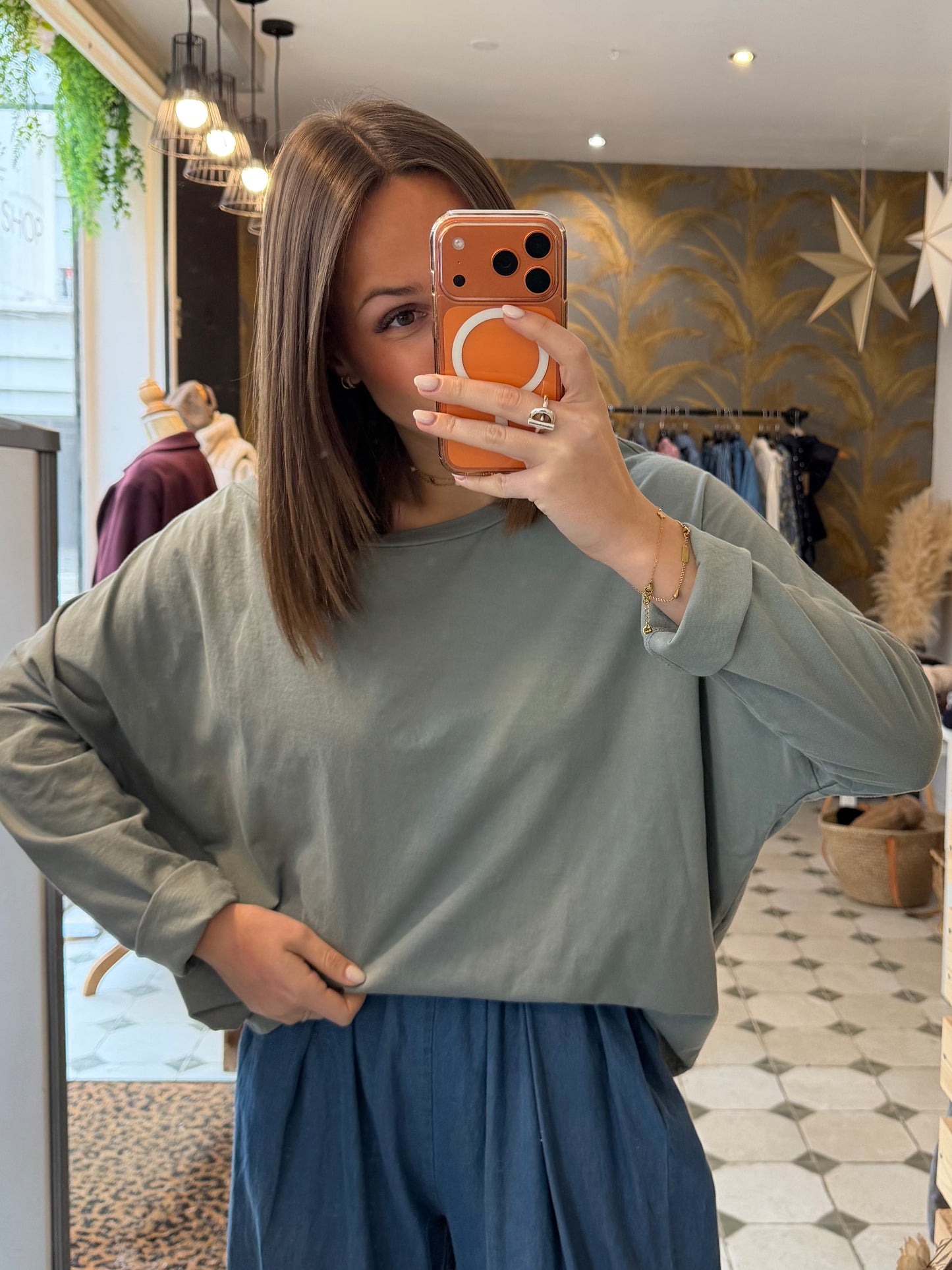 T-Shirt Col Bateau bleu céladon - Johanna Paris