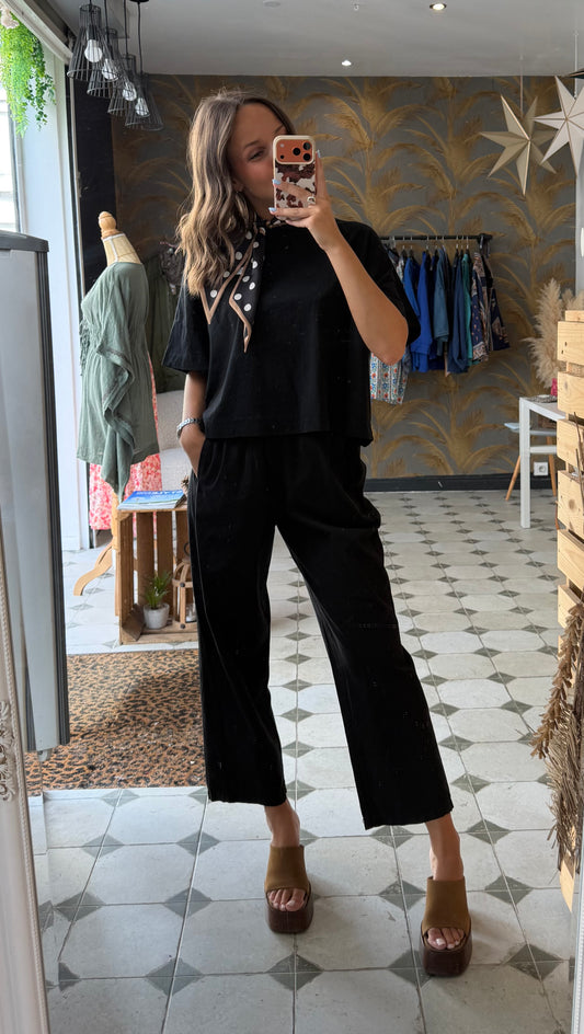 Pantalon Magique en toile mi-saison noir - Johanna Paris