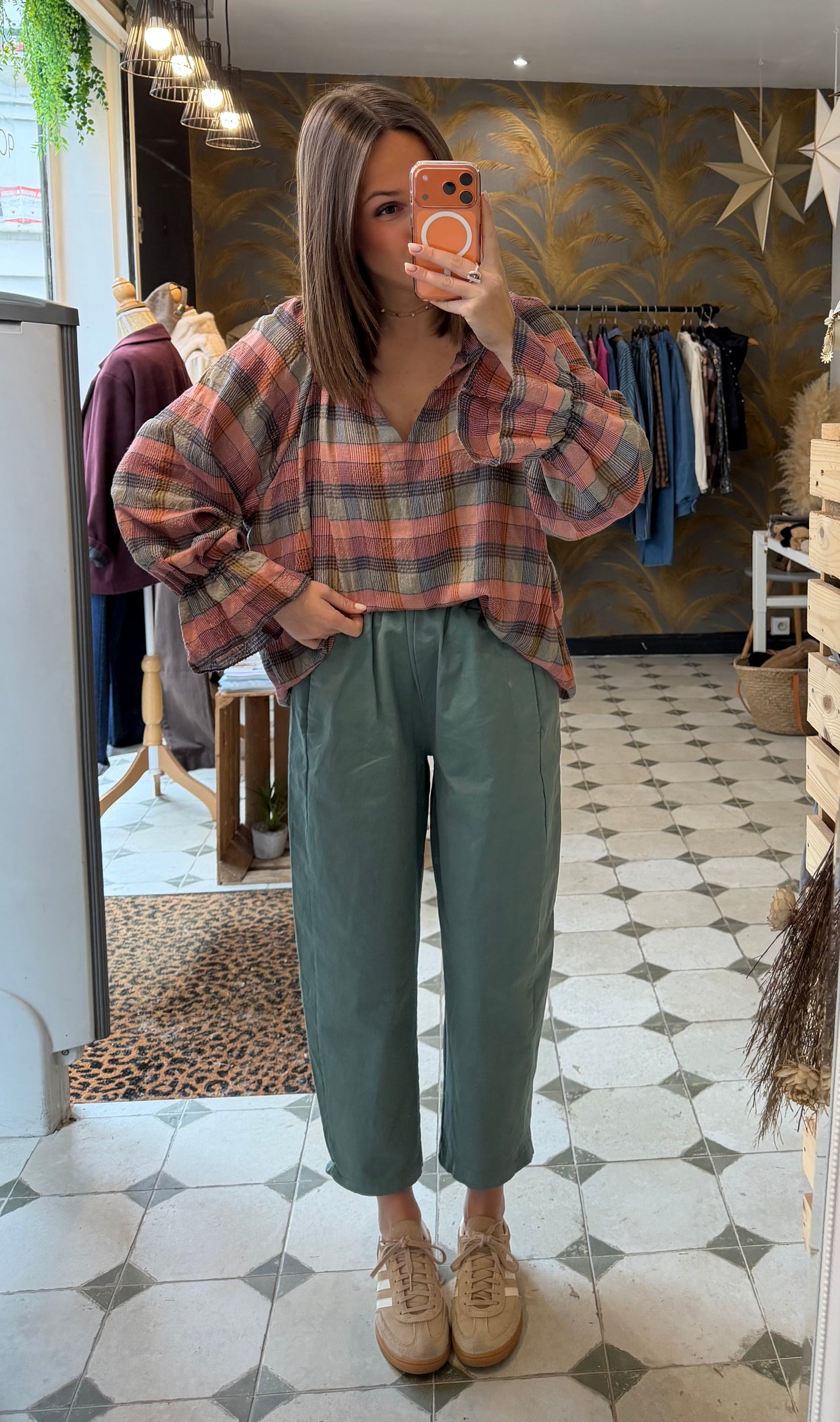Pantalon Magique en toile bleu céladon - Johanna Paris