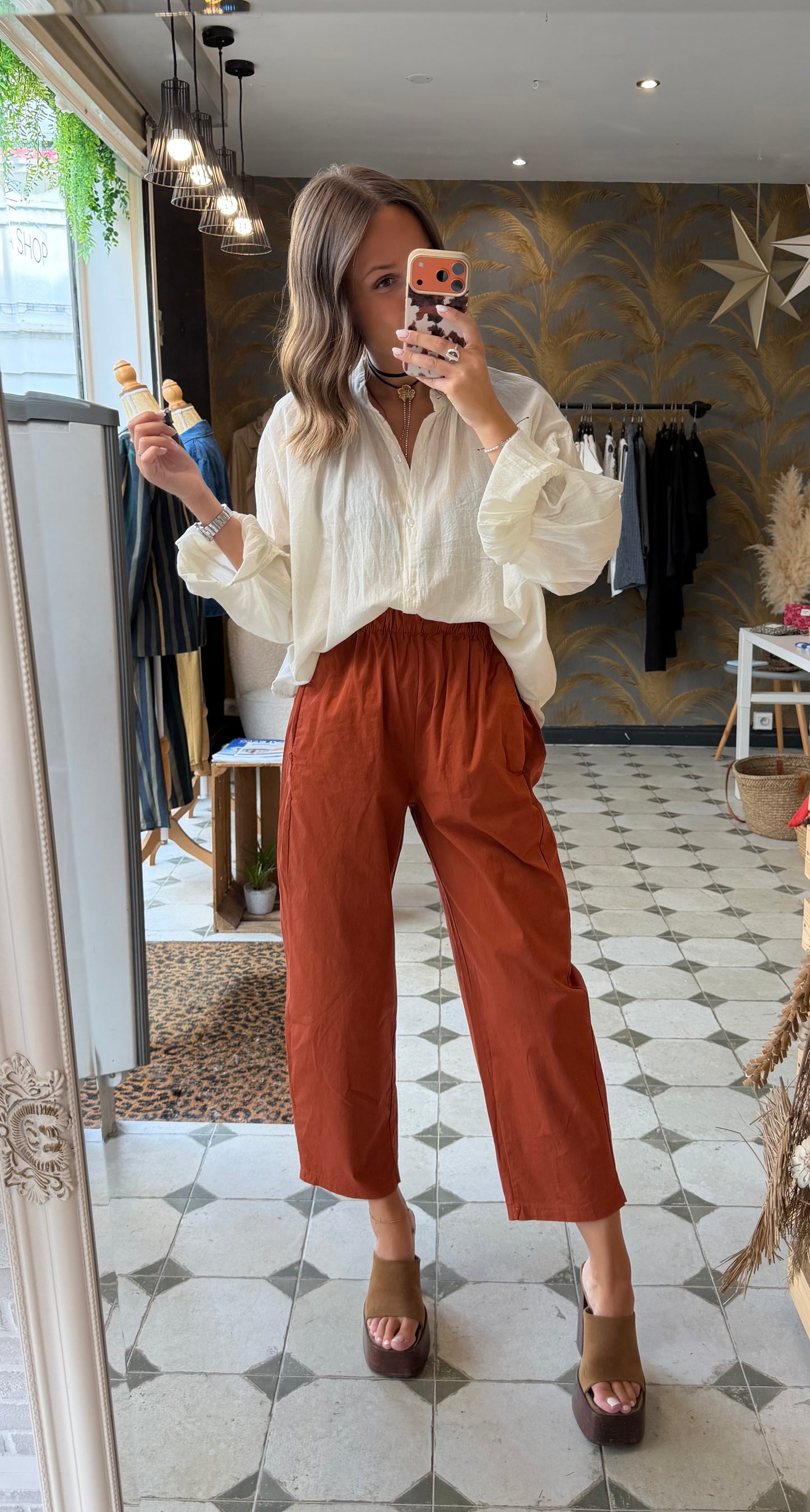 Pantalon Magique en toile brique - Johanna Paris