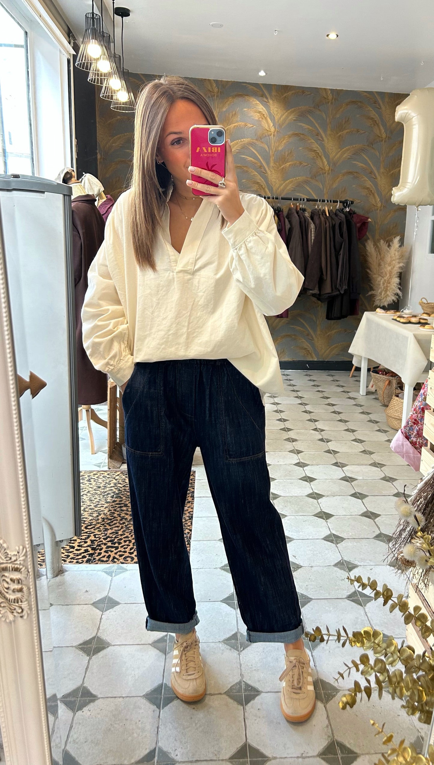 Blouse en velours Solène écru - Johanna Paris