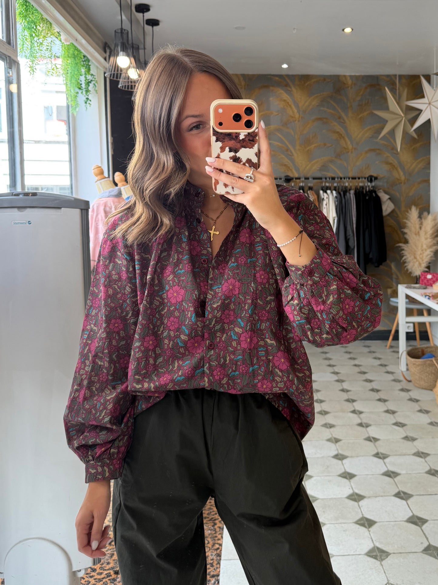 Blouse Flowers prune - Johanna Paris