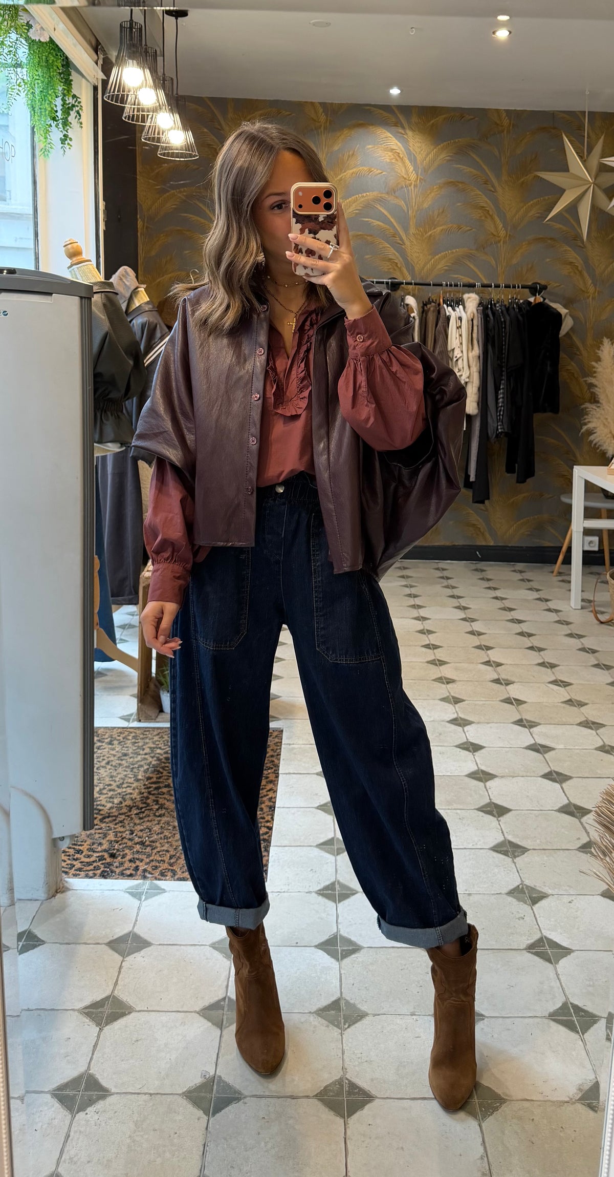 Chemise en similicuir bordeaux - Johanna Paris