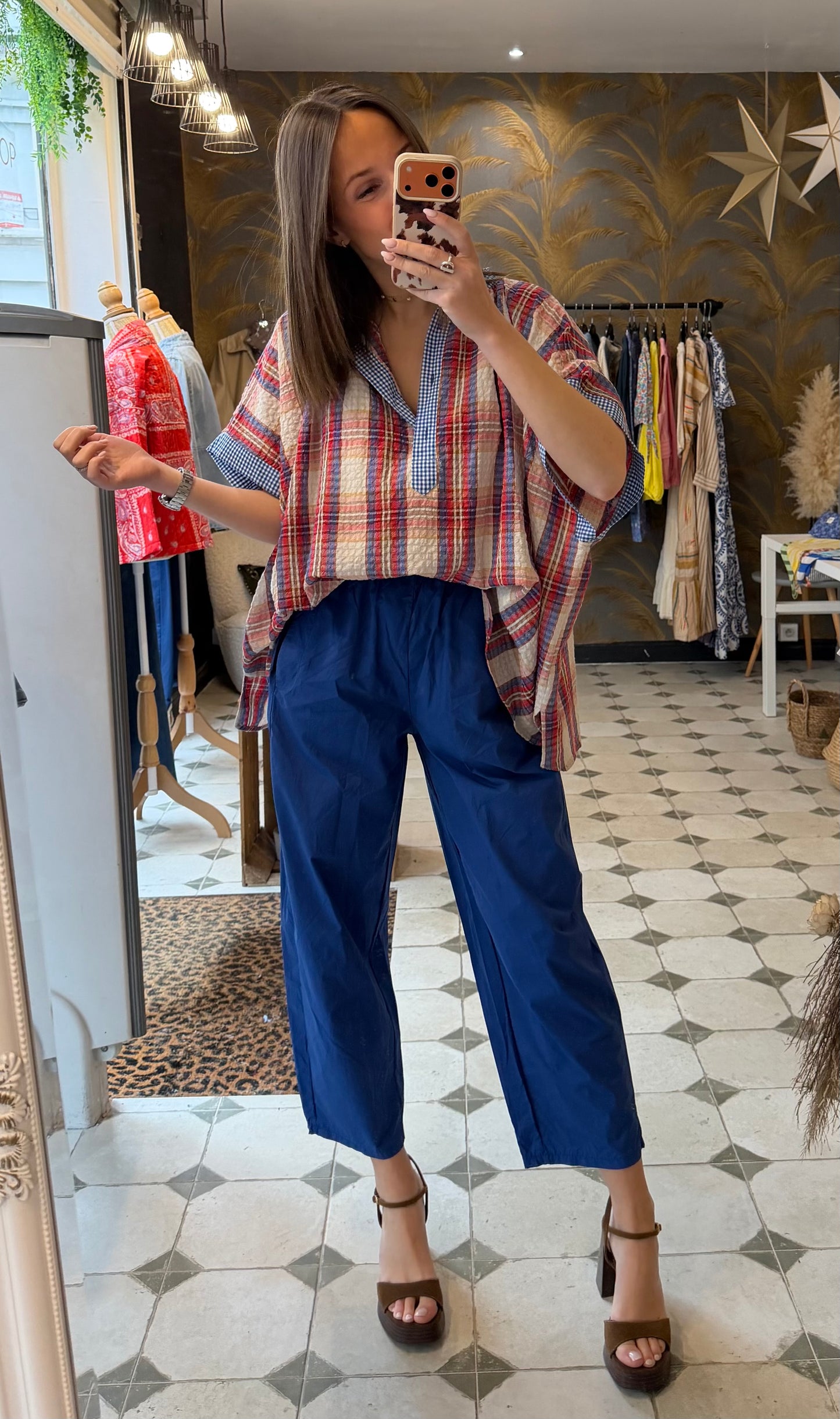 Pantalon Magique en toile fine bleu électrique - Johanna Paris