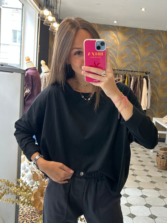 T-Shirt Col Bateau noir - Johanna Paris