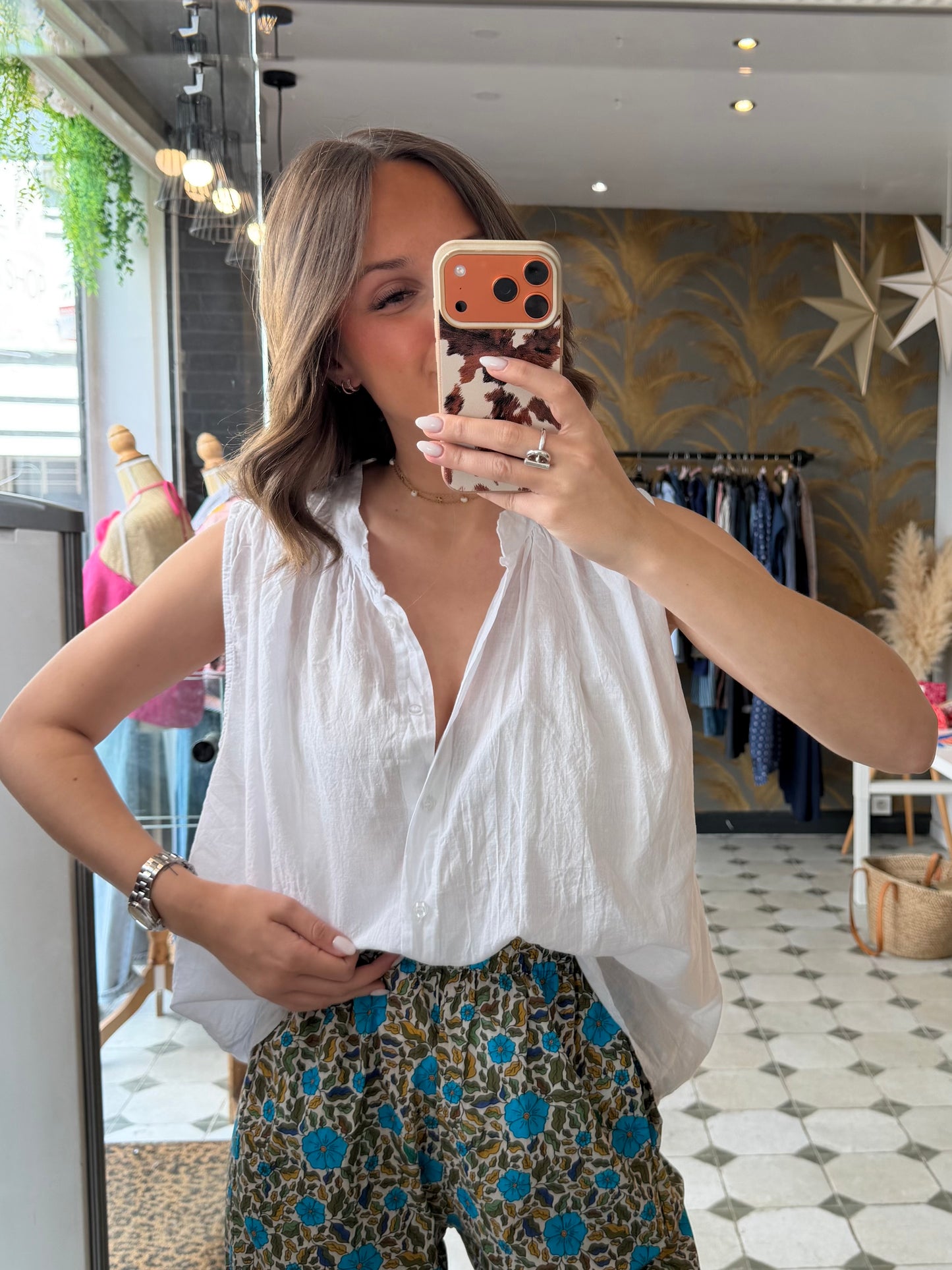 Chemise Clémentine sans manches blanc - Johanna Paris