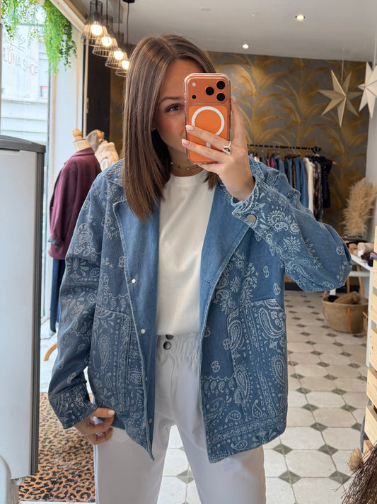 Veste Bandana en jean clair - Johanna Paris