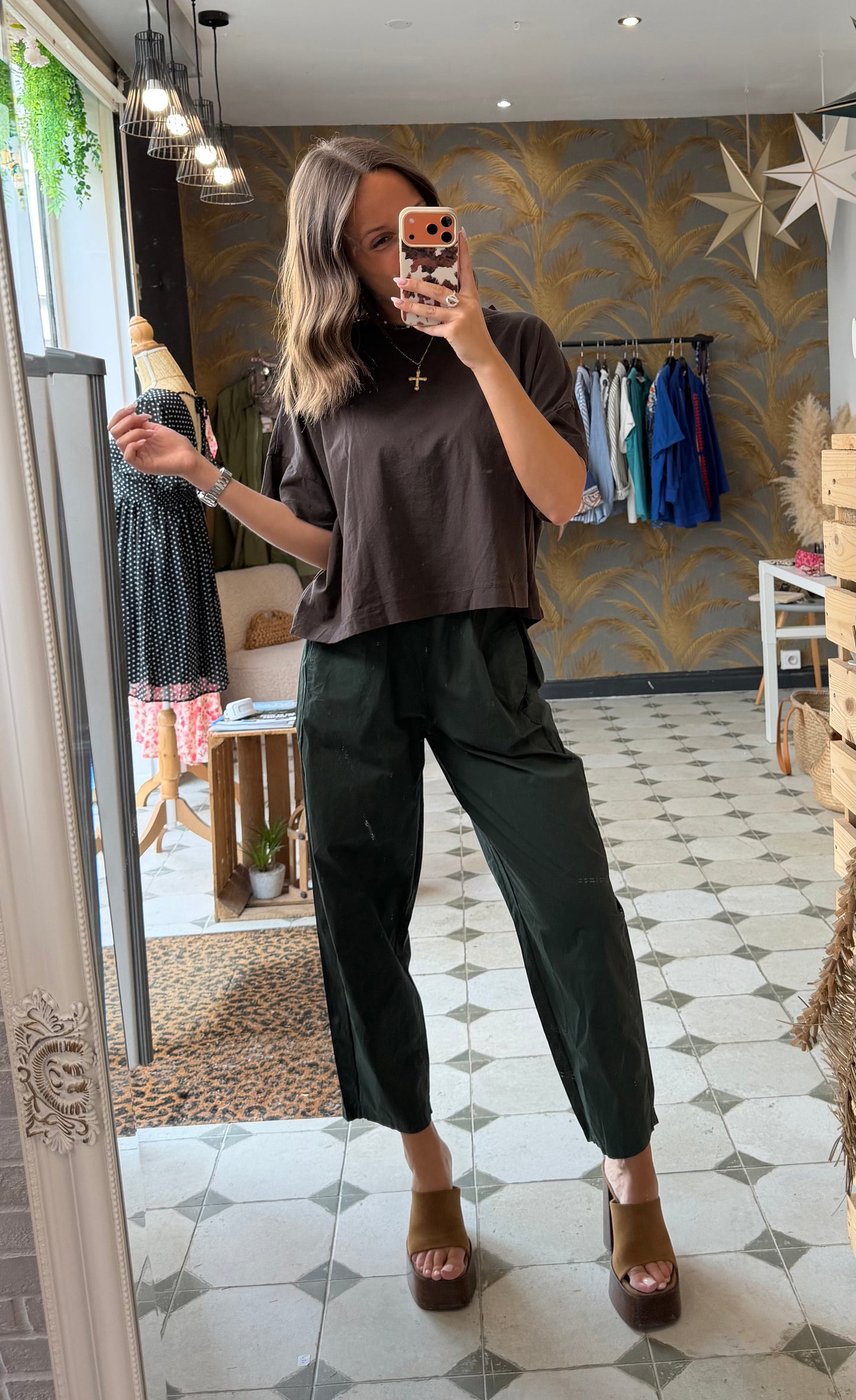 T-Shirt col rond chocolat - Johanna Paris
