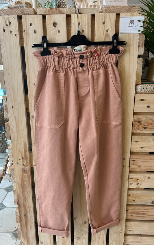Pantalon en Toile rose poudré - Johanna Paris