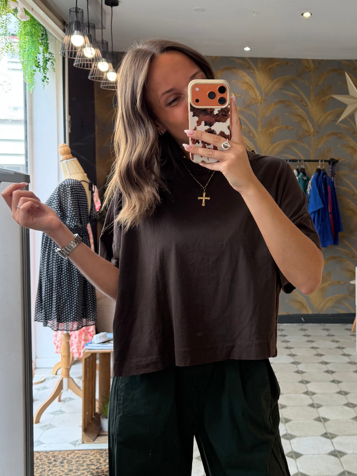 T-Shirt col rond chocolat - Johanna Paris