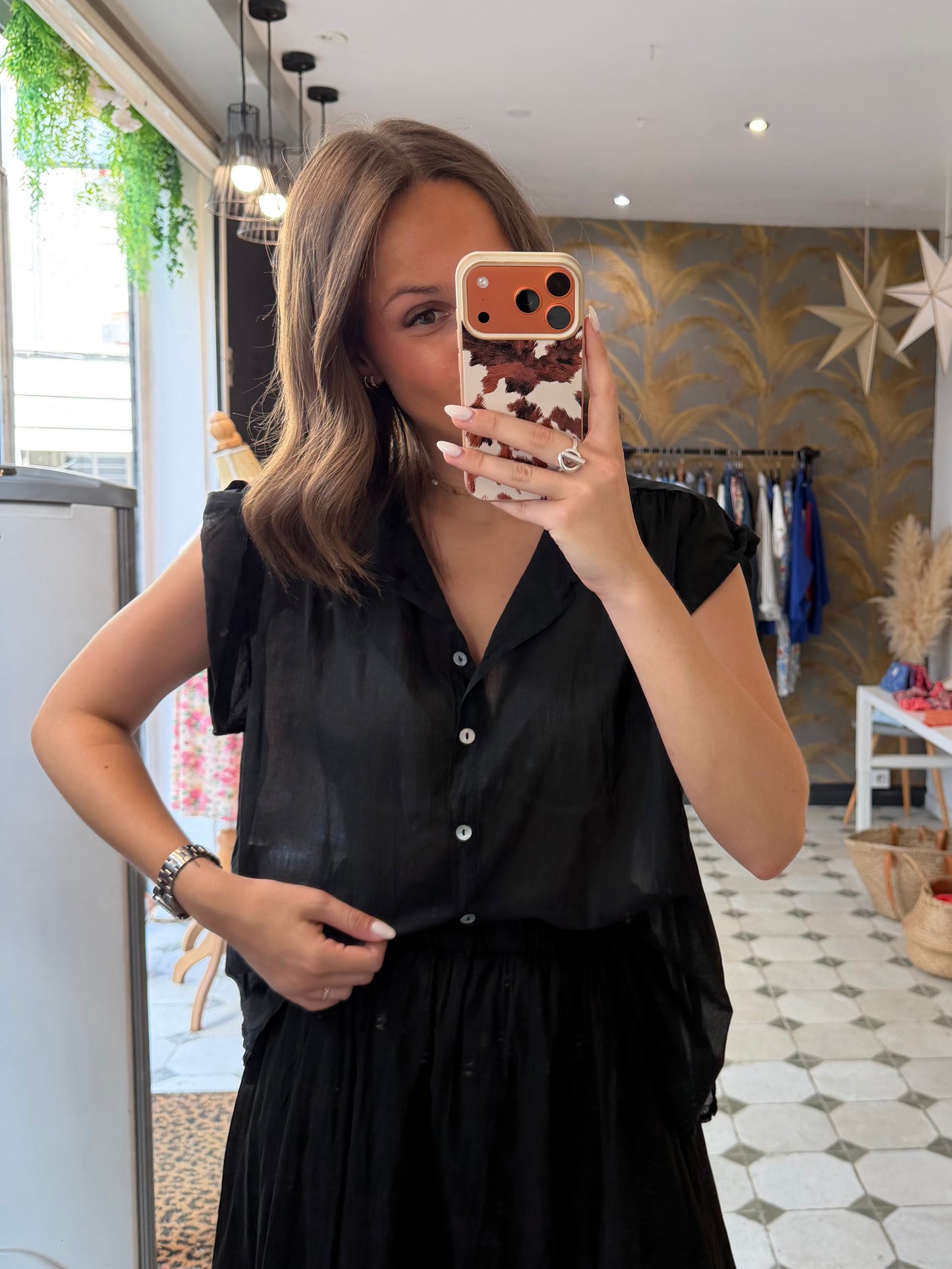 Blouse sans manches Myla noire - Johanna Paris