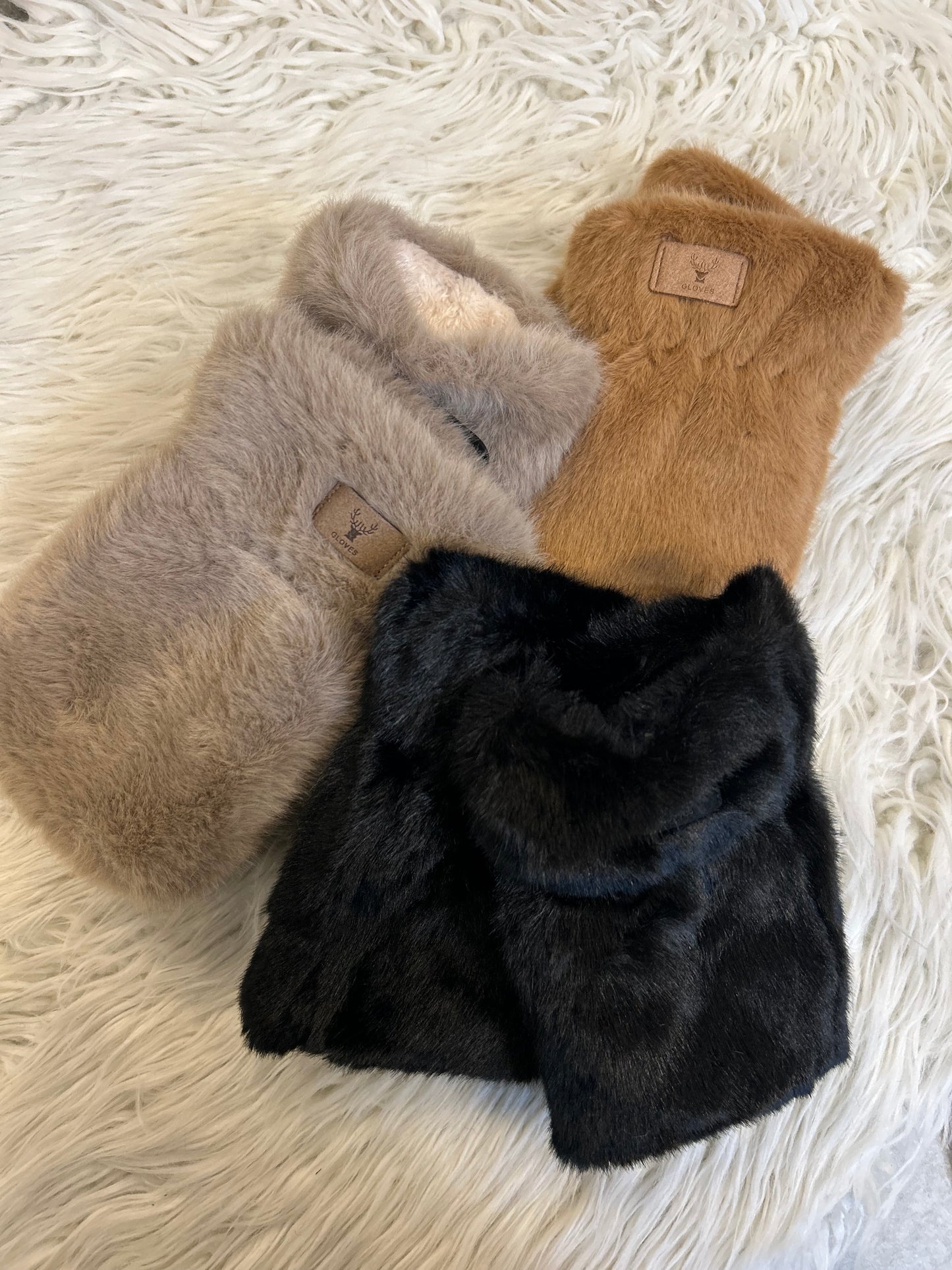 Mitaines en fourrure - taupe