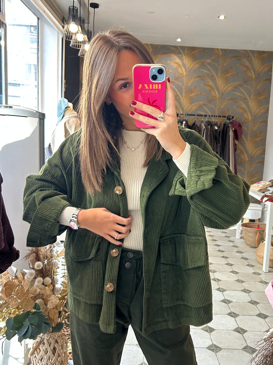 Veste en velours Mélissa kaki - Johanna Paris