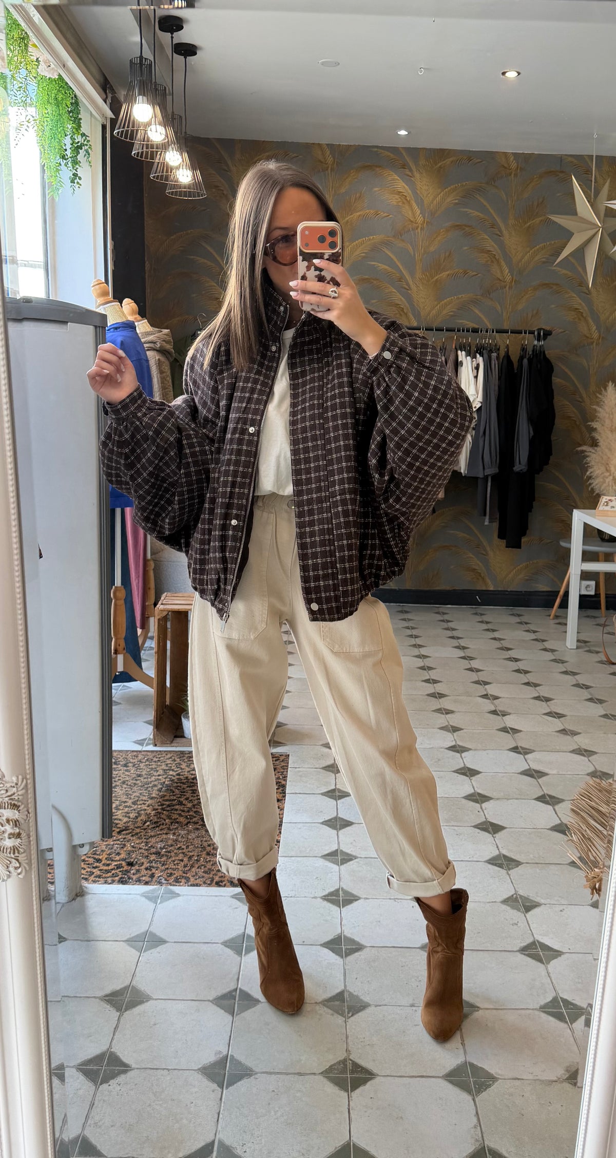 Blouson boule à carreaux - Johanna Paris
