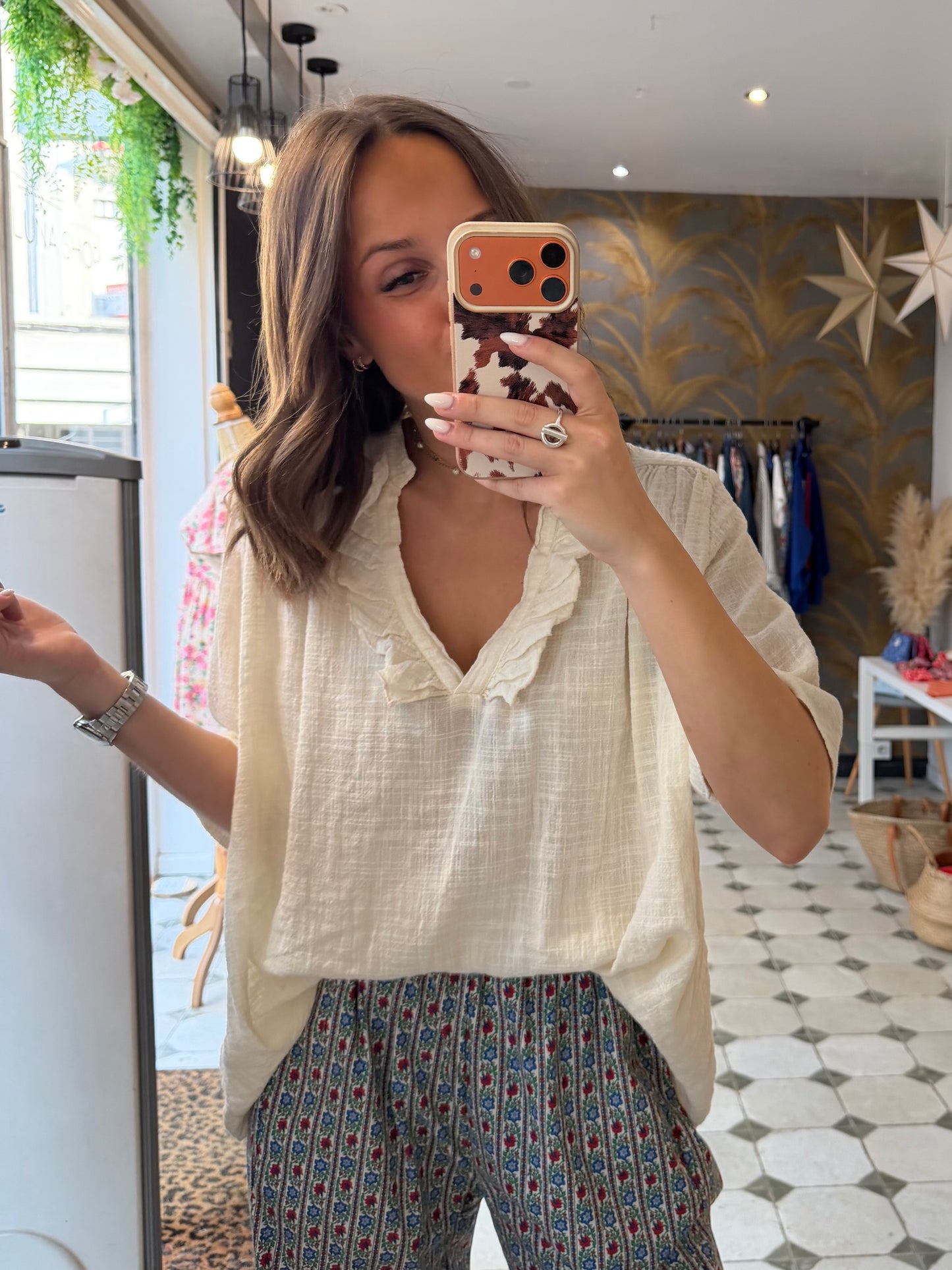 Blouse Aria manches courte écru - Johanna Paris