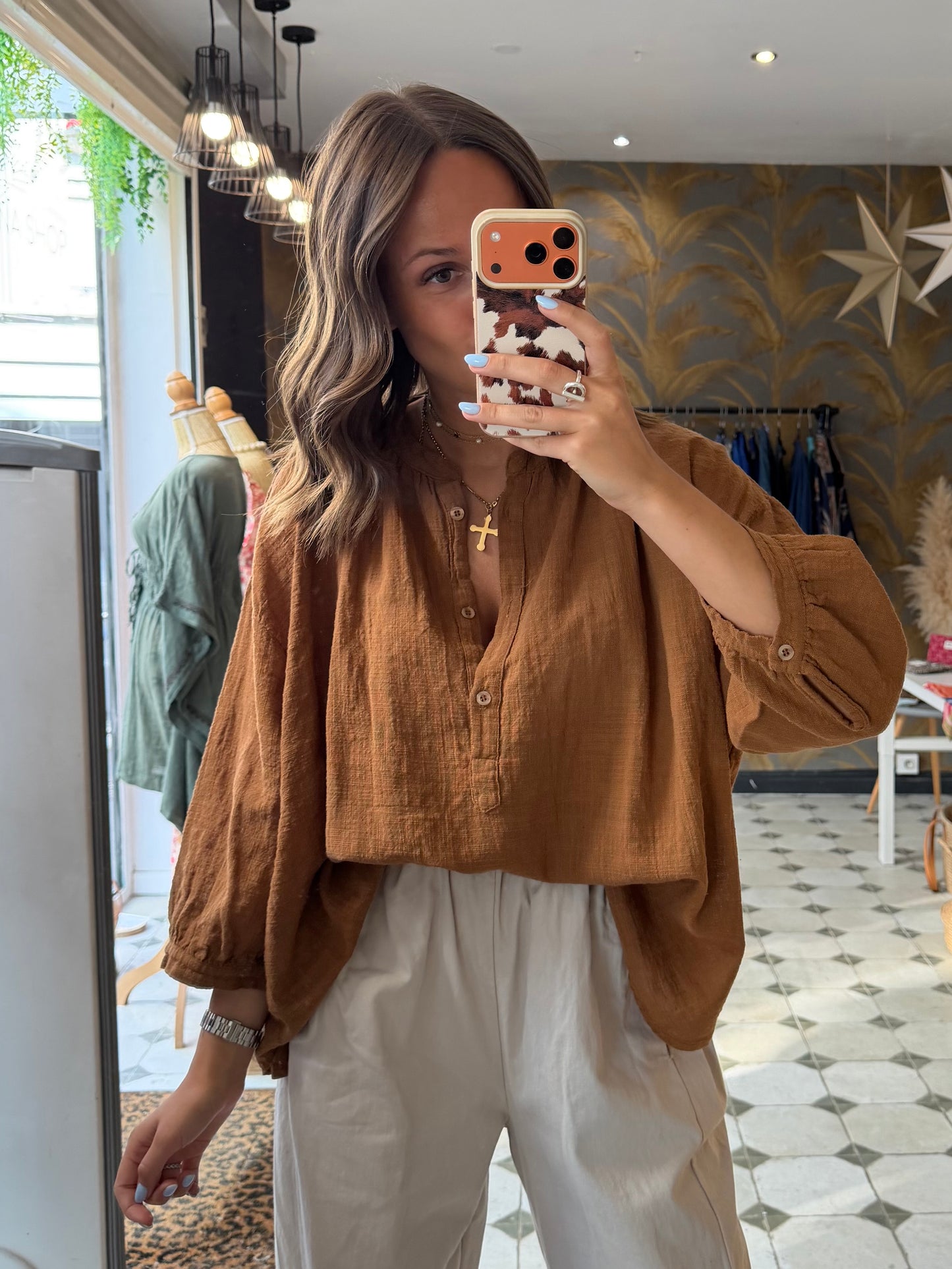Chemise Ava en Garza Camel - Johanna Paris