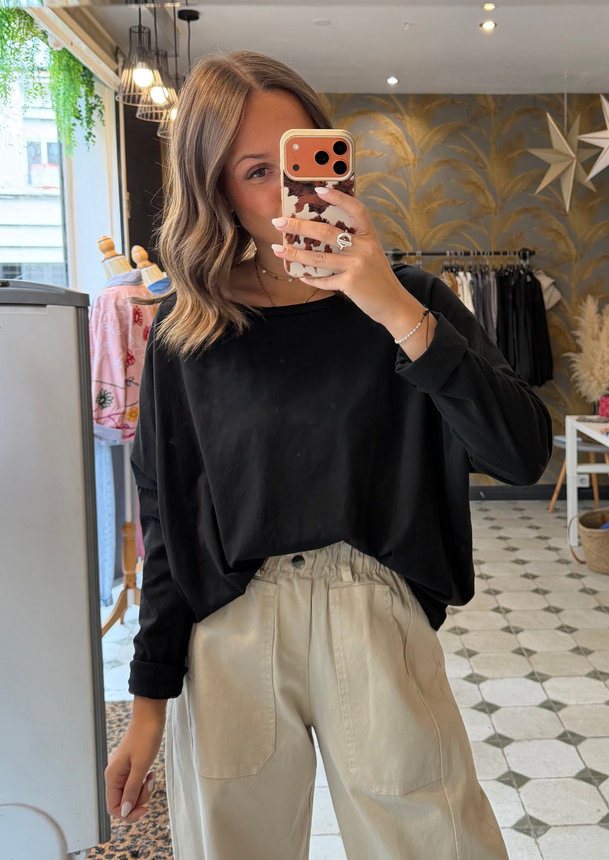 T-Shirt Col Bateau noir - Johanna Paris