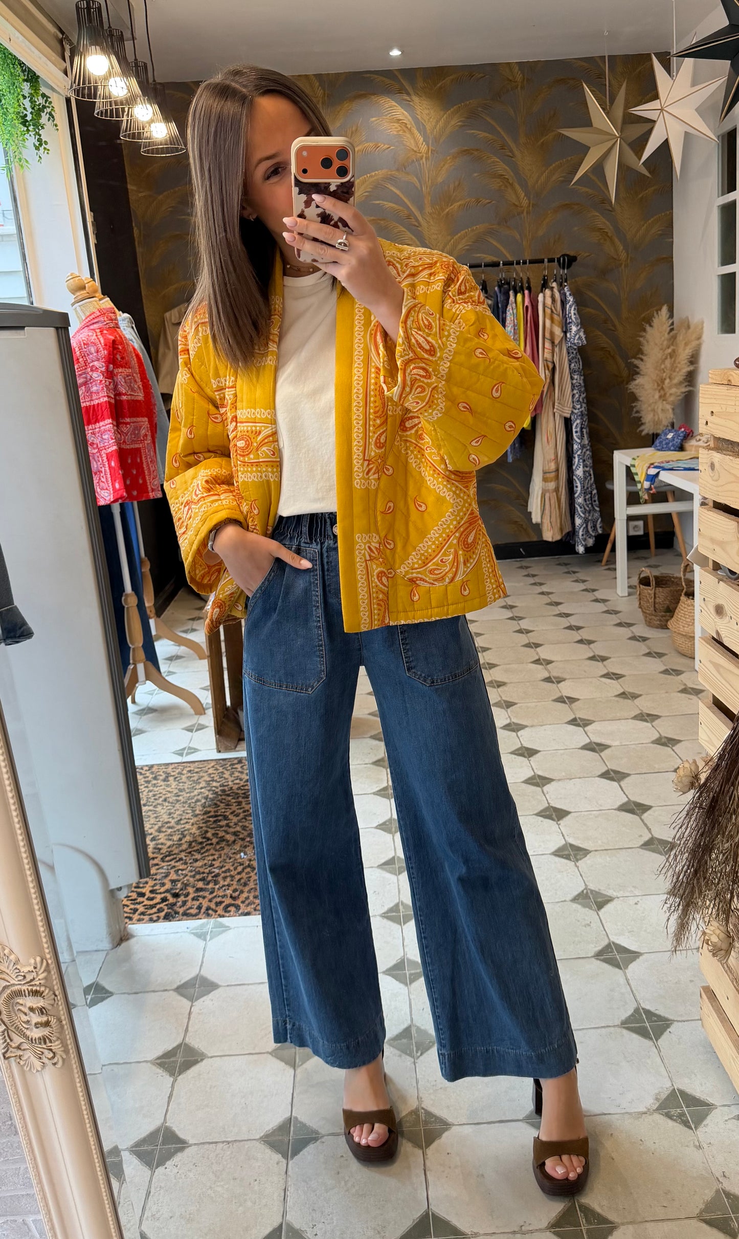 Veste matelassée bandana jaune - Johanna Paris