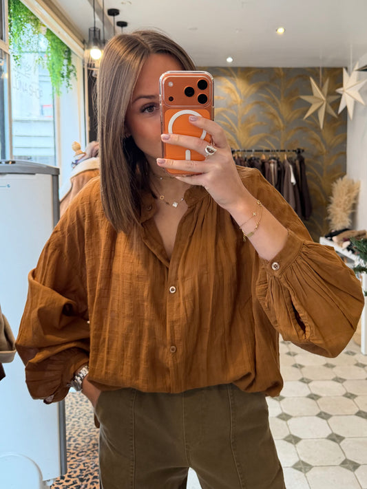 Chemise Clémentine gaufrée Camel - Johanna Paris