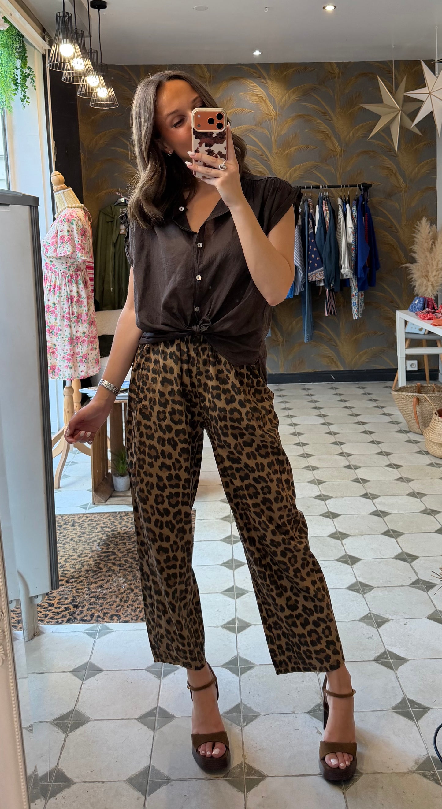 Pantalon Magique en toile fine léopard - Johanna Paris