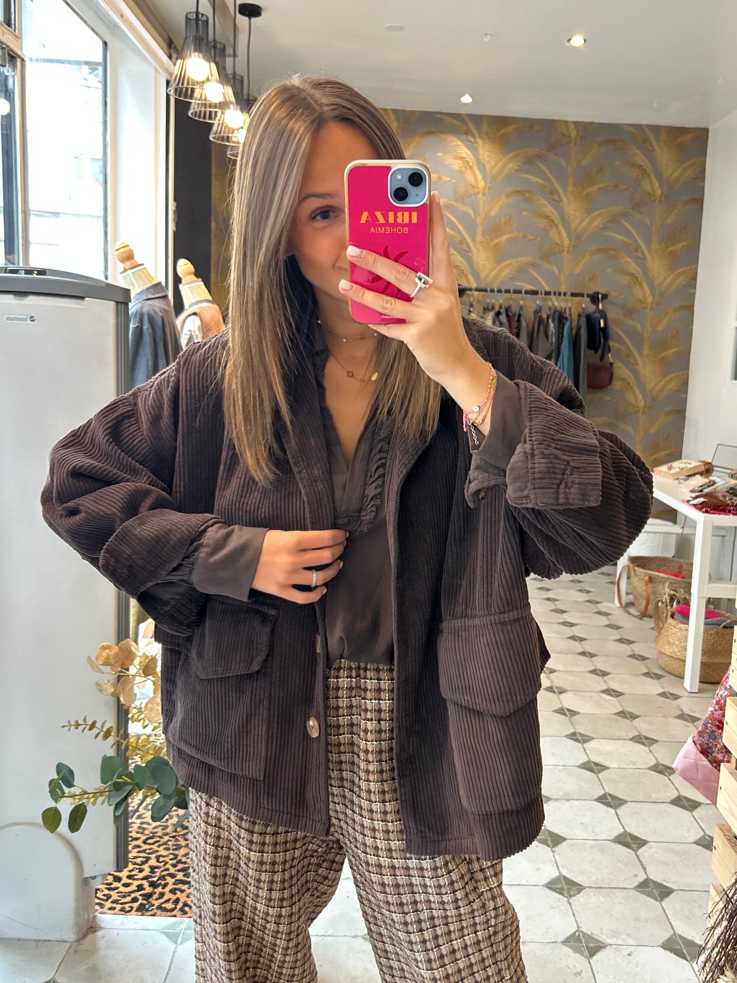 Veste en velours Mélissa chocolat - Johanna Paris