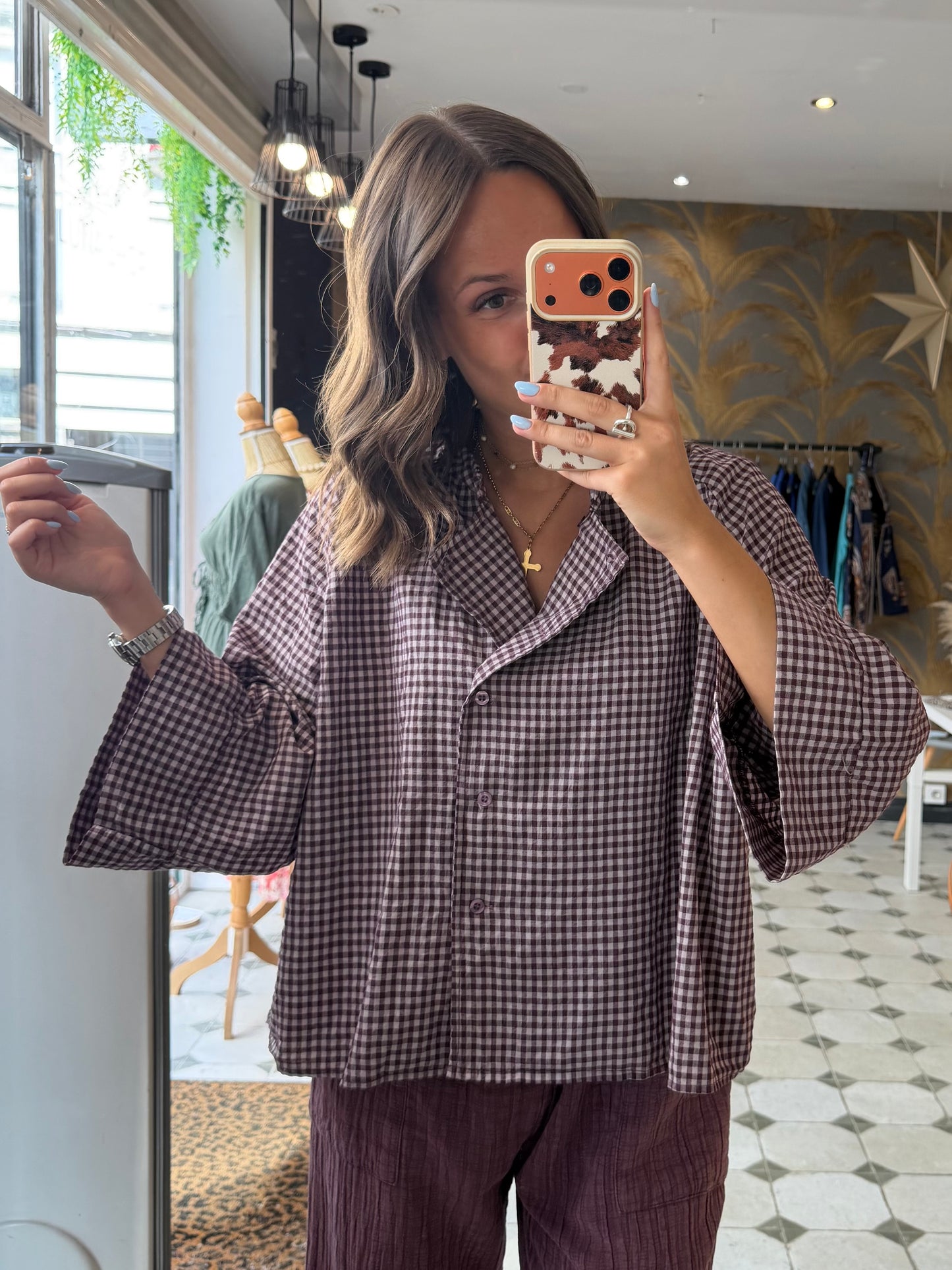 Blouse à carreaux prune - Johanna Paris
