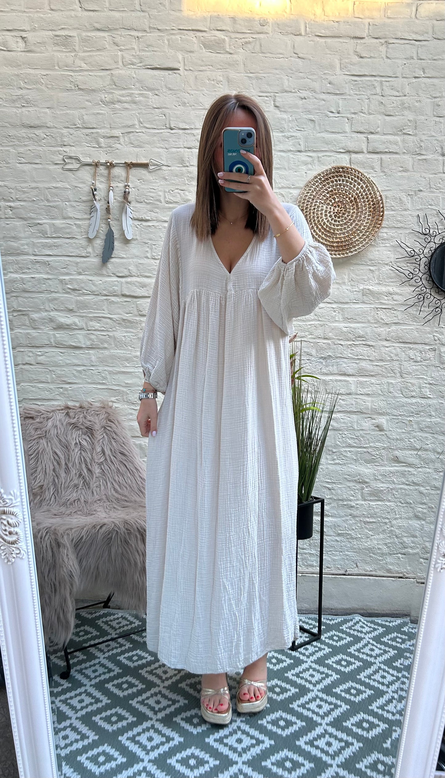 Robe longue en gaze de coton