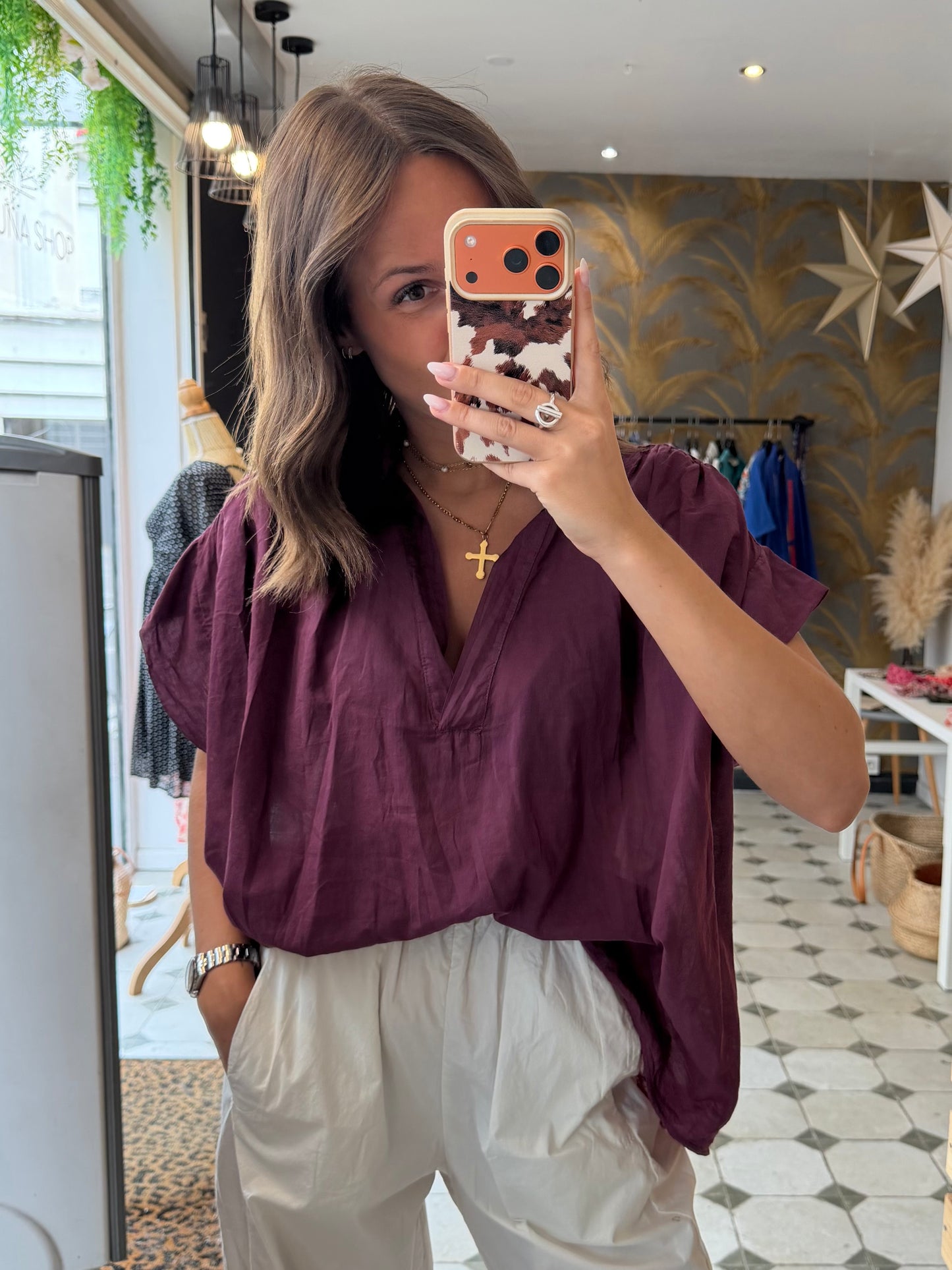 Blouse sans manches Lila prune - Johanna Paris