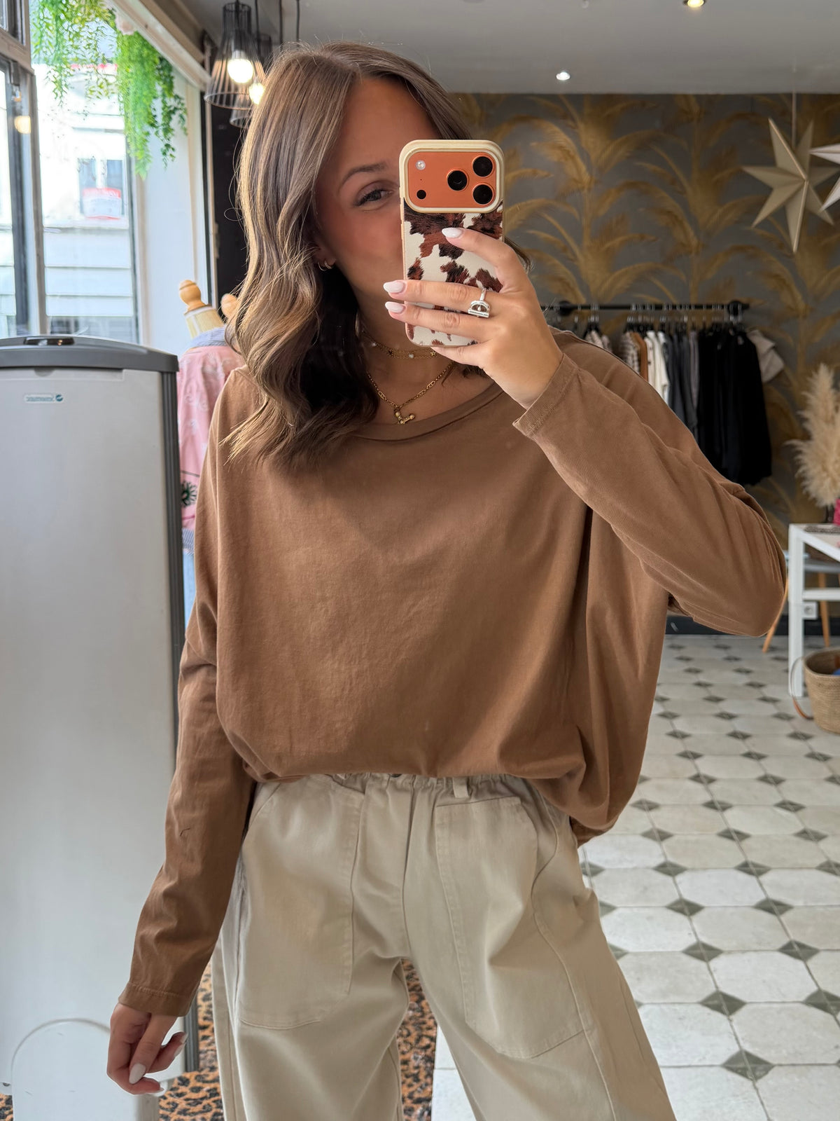 T-Shirt Col Bateau camel - Johanna Paris