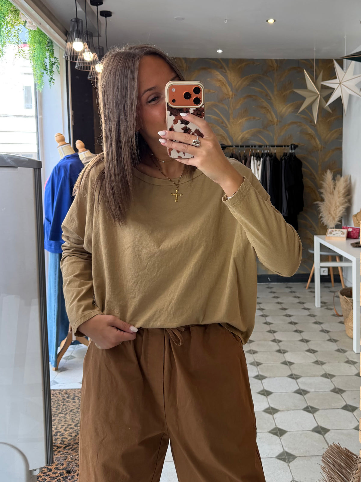 T-Shirt Col Bateau beige - Johanna Paris