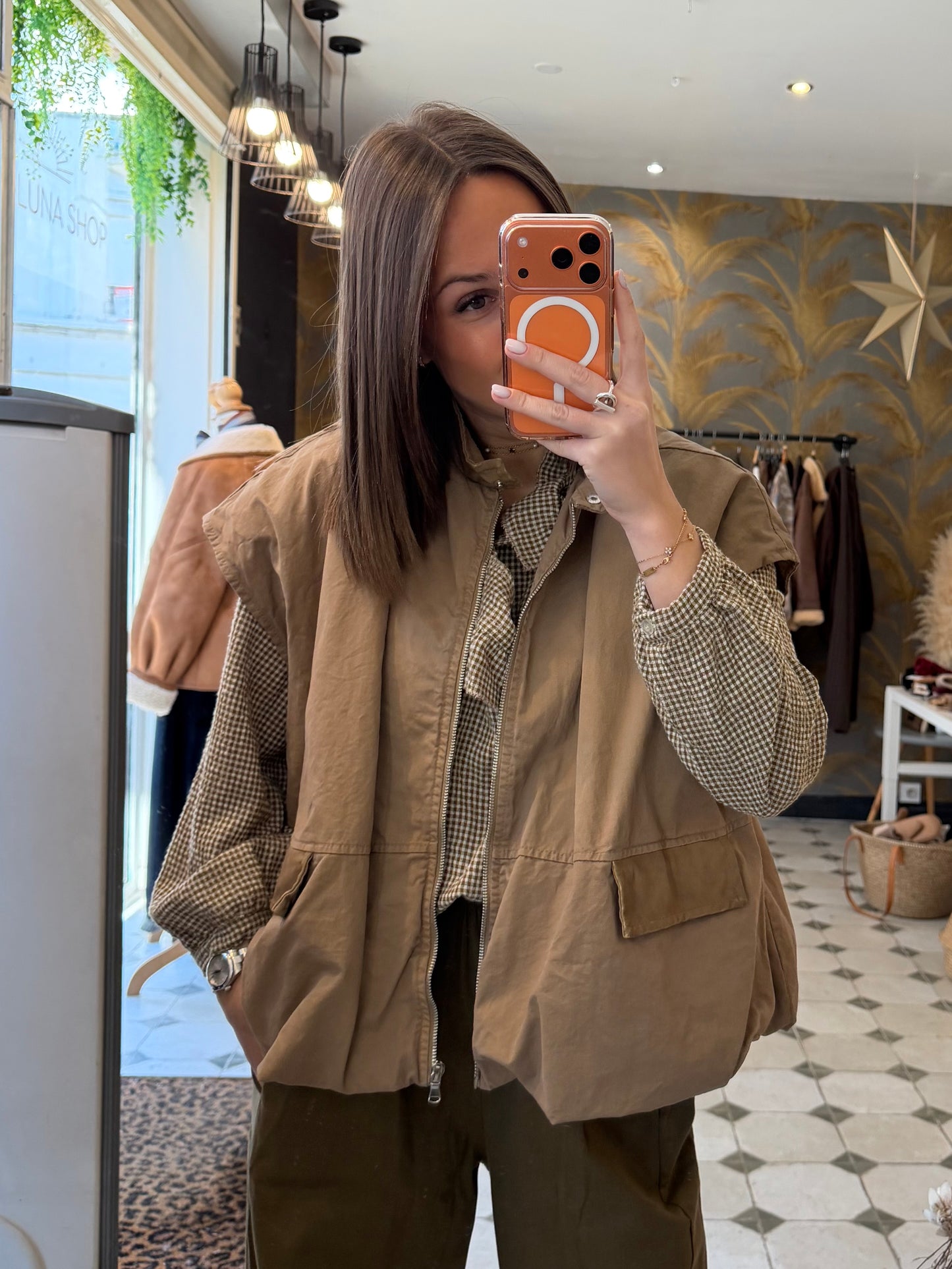 Gilet sans manches Octavie Camel - Johanna Paris
