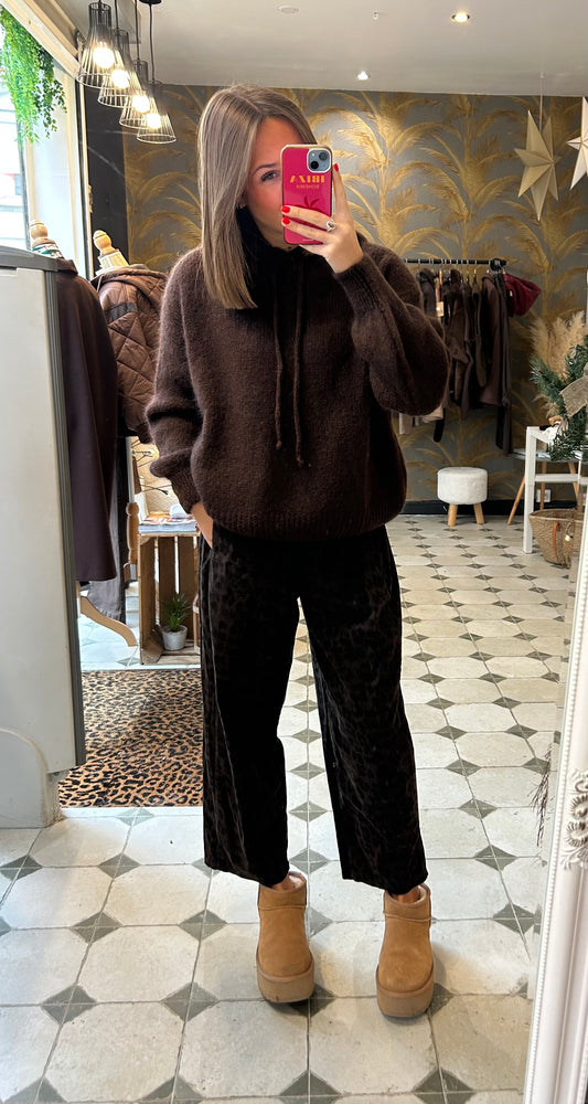 Pantalon Magique en velours léopard chocolat - Johanna Paris
